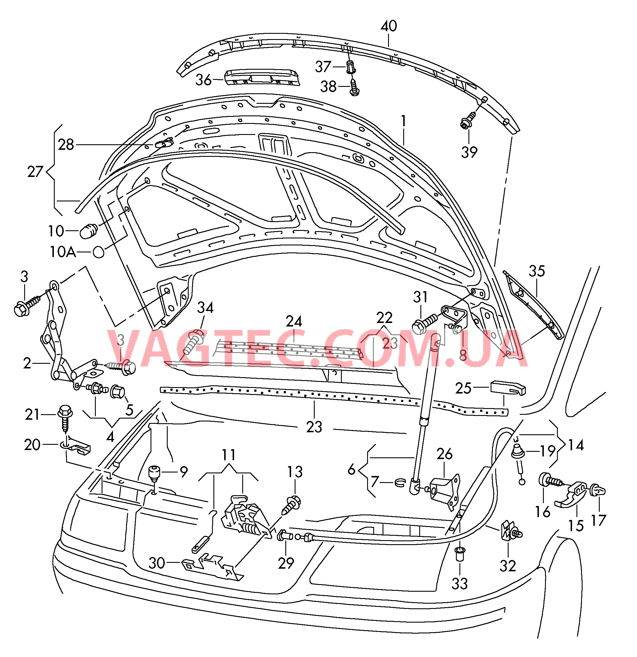 Капот Водоотводящий щиток  для SEAT Alhambra 2006