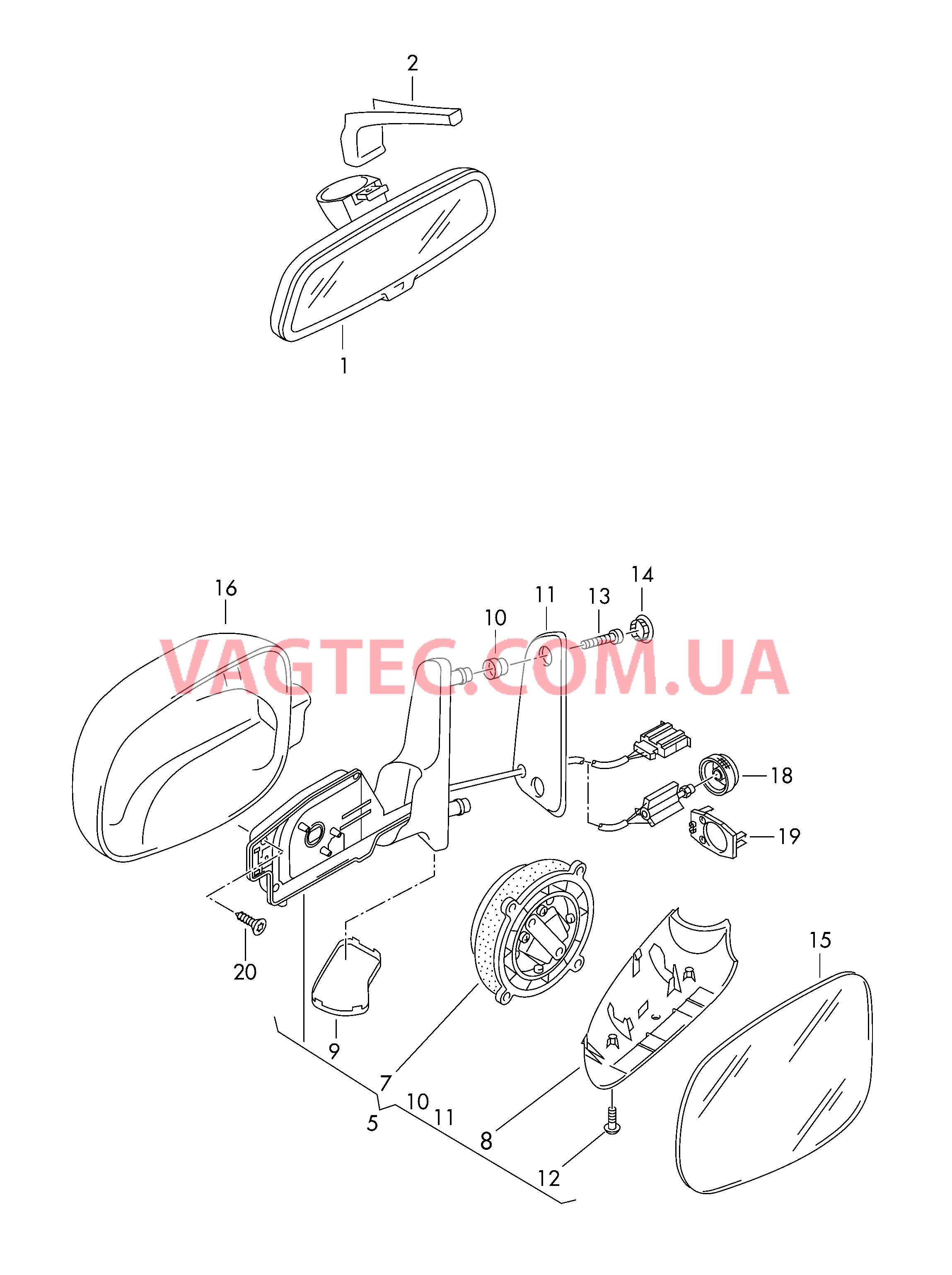 Наружные зеркала  F 7M-2-000 001>> для VOLKSWAGEN Sharan 2001