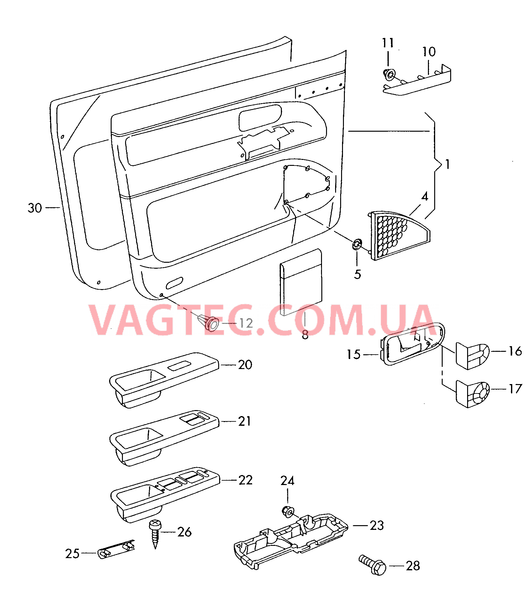 Обивка двери  для VOLKSWAGEN Sharan 2003