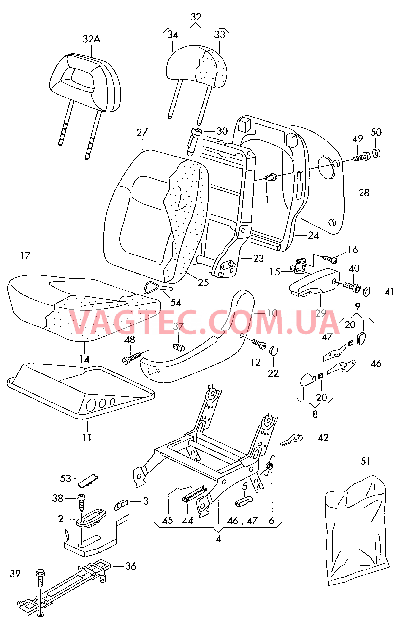 Cиденья, спинки и подголовники в пассажирском салоне   F             >> 7M-4-510 190 для SEAT Alhambra 2003