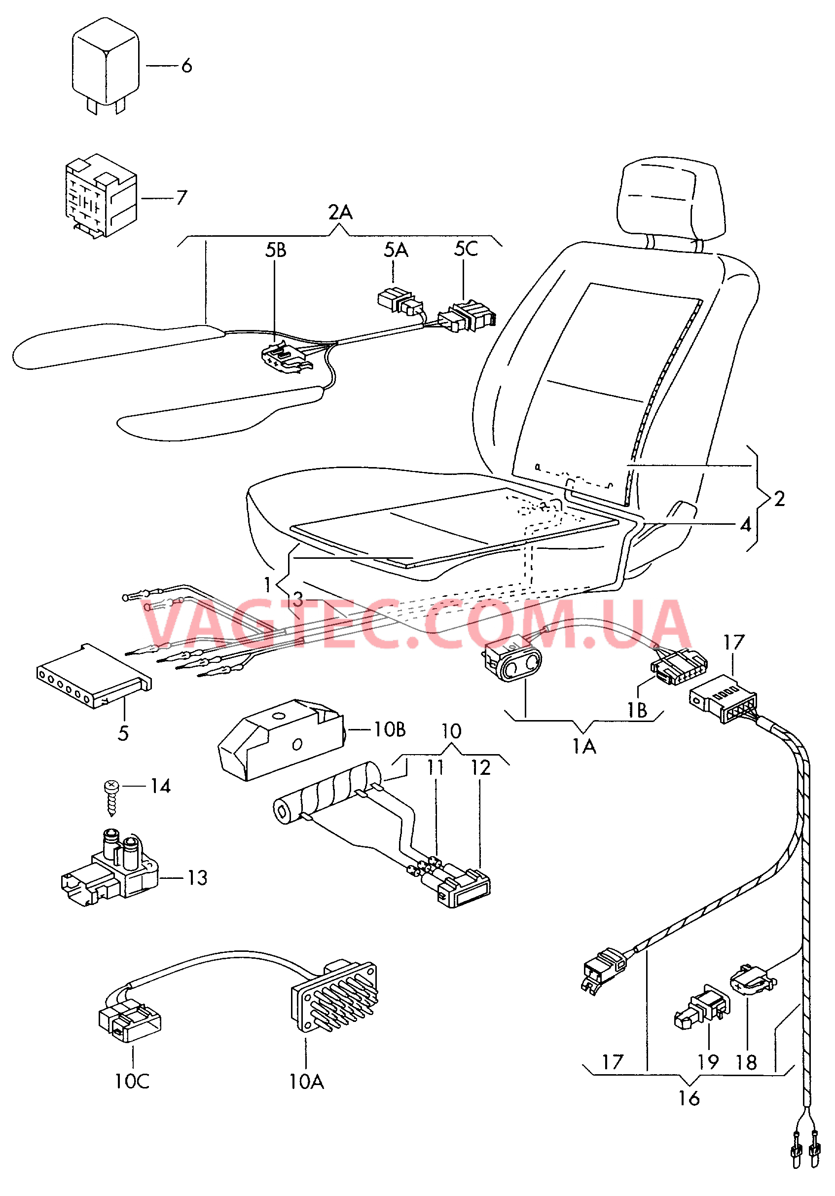 Нагревательный элемент спинки и подушки сиденья  для SEAT Alhambra 2004