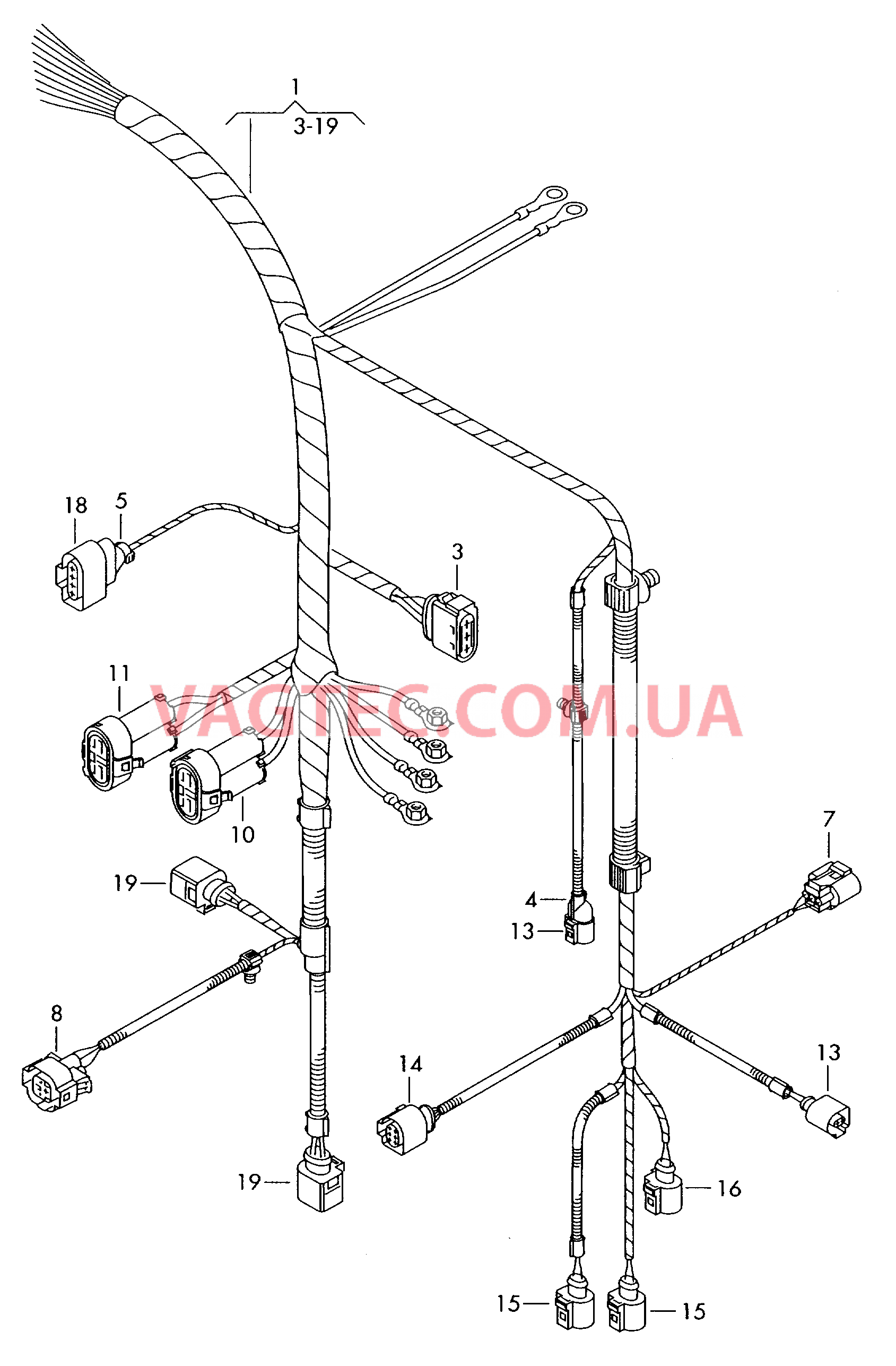 Отрезок жгута для вентилятора радиатора Отрезок жгута для моторного отсека  для SEAT Alhambra 2002