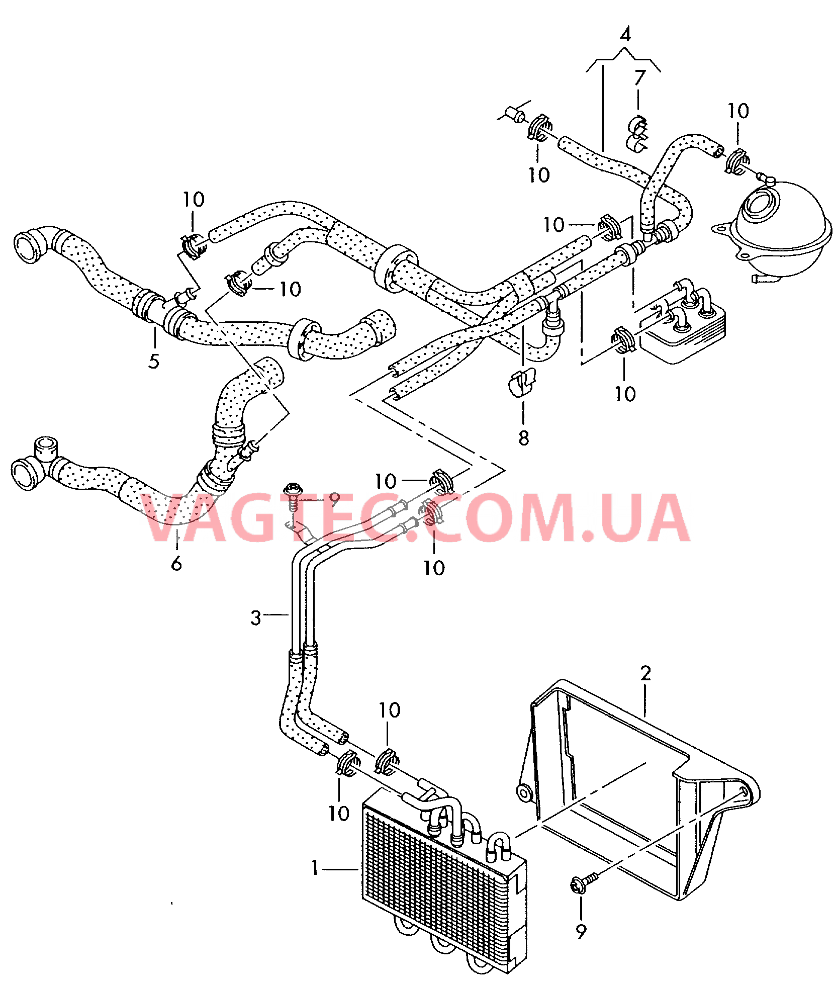 Дополнительный радиатор ОЖ Шланги ОЖ   F             >> 7M-6-019 400* для VOLKSWAGEN Sharan 2007