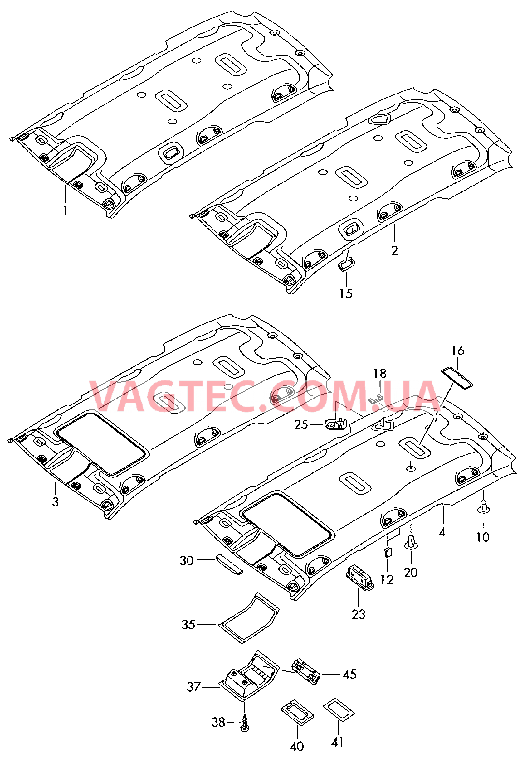 Формованная панель потолка для а/м с подуш. без. для гол.  для VOLKSWAGEN Sharan 2004