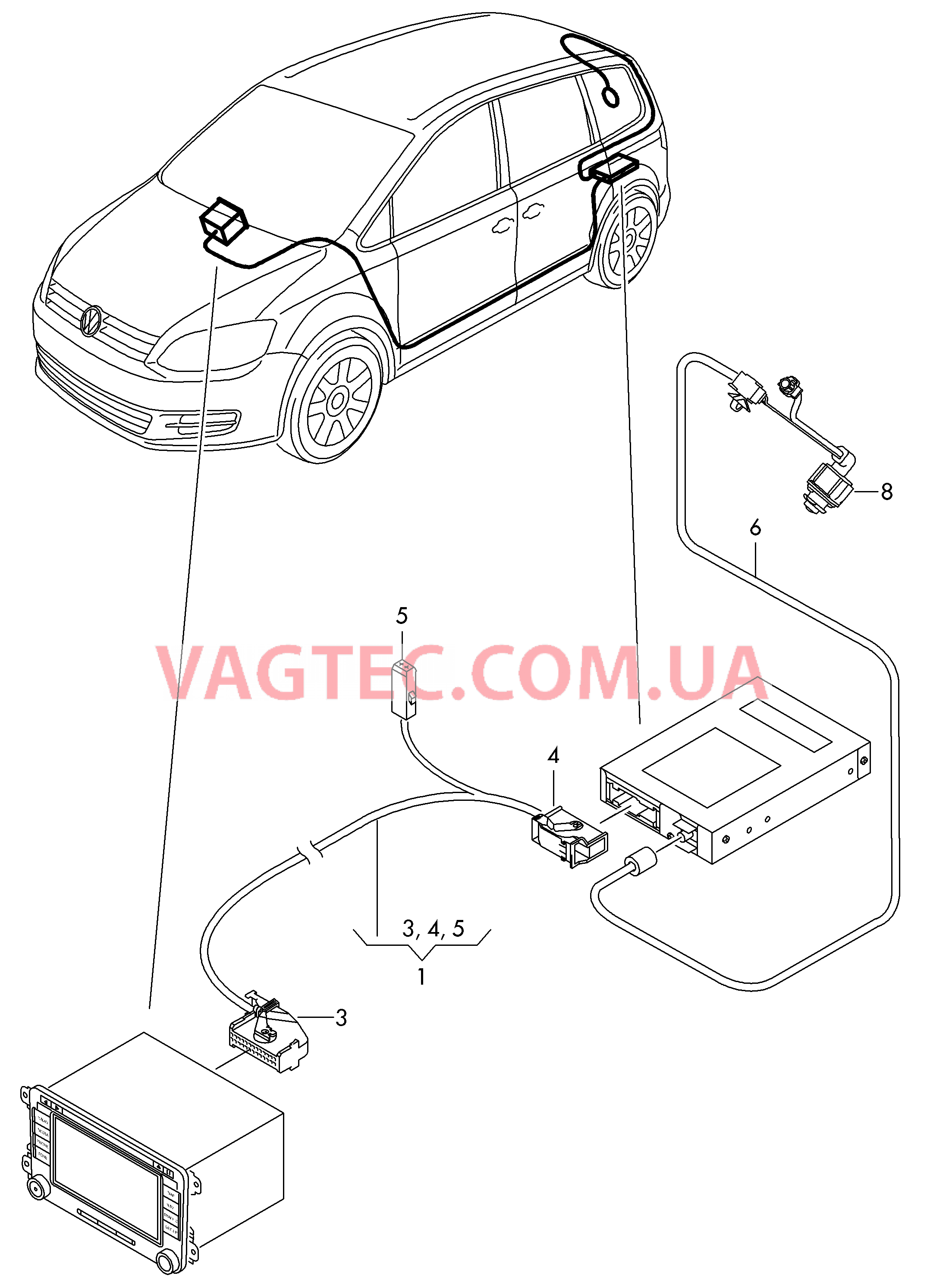 Кабель-адаптер для а/м с камерой заднего вида  для SEAT Alhambra 2012