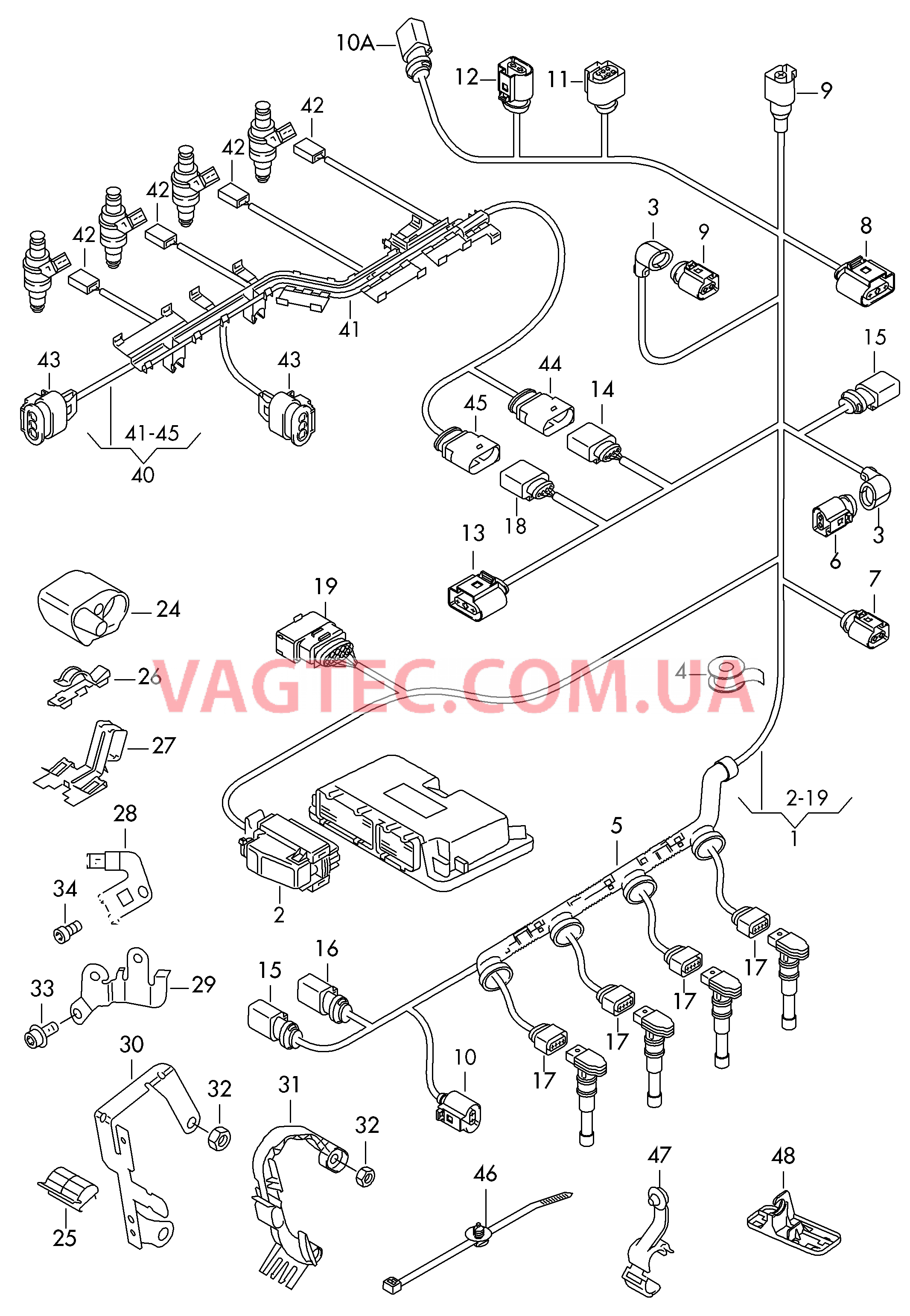 Жгут проводов для двигателя Жгут проводов для форсунок  для VOLKSWAGEN Tiguan 2017