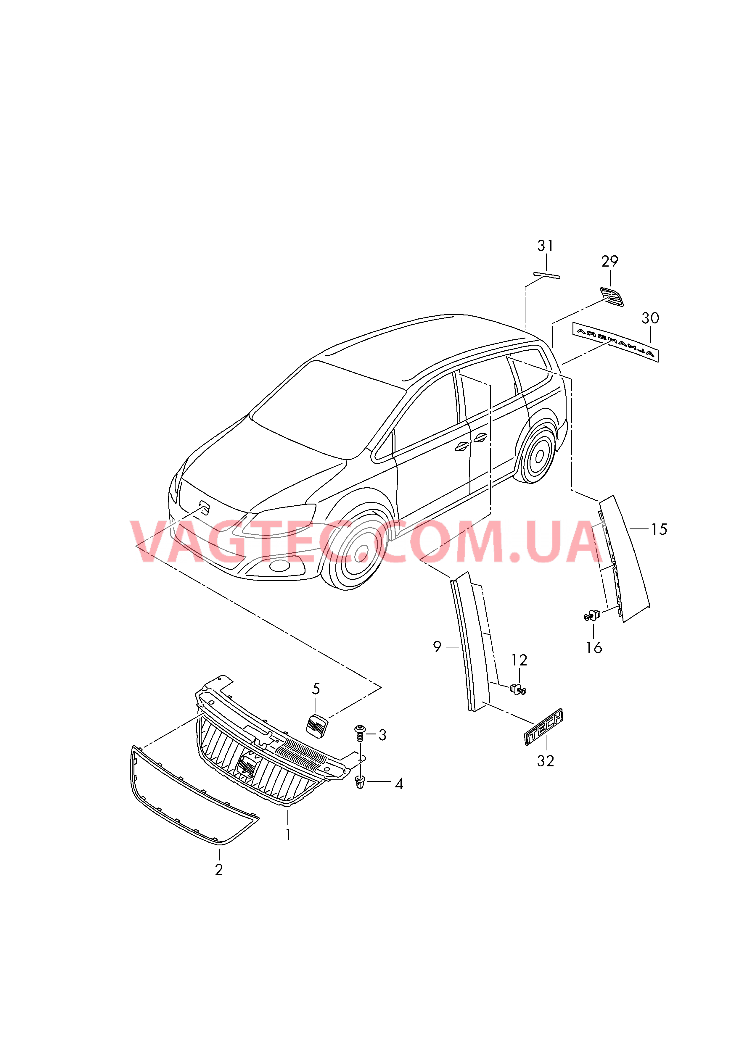 Решётка радиатора Надписи  для SEAT Alhambra 2014