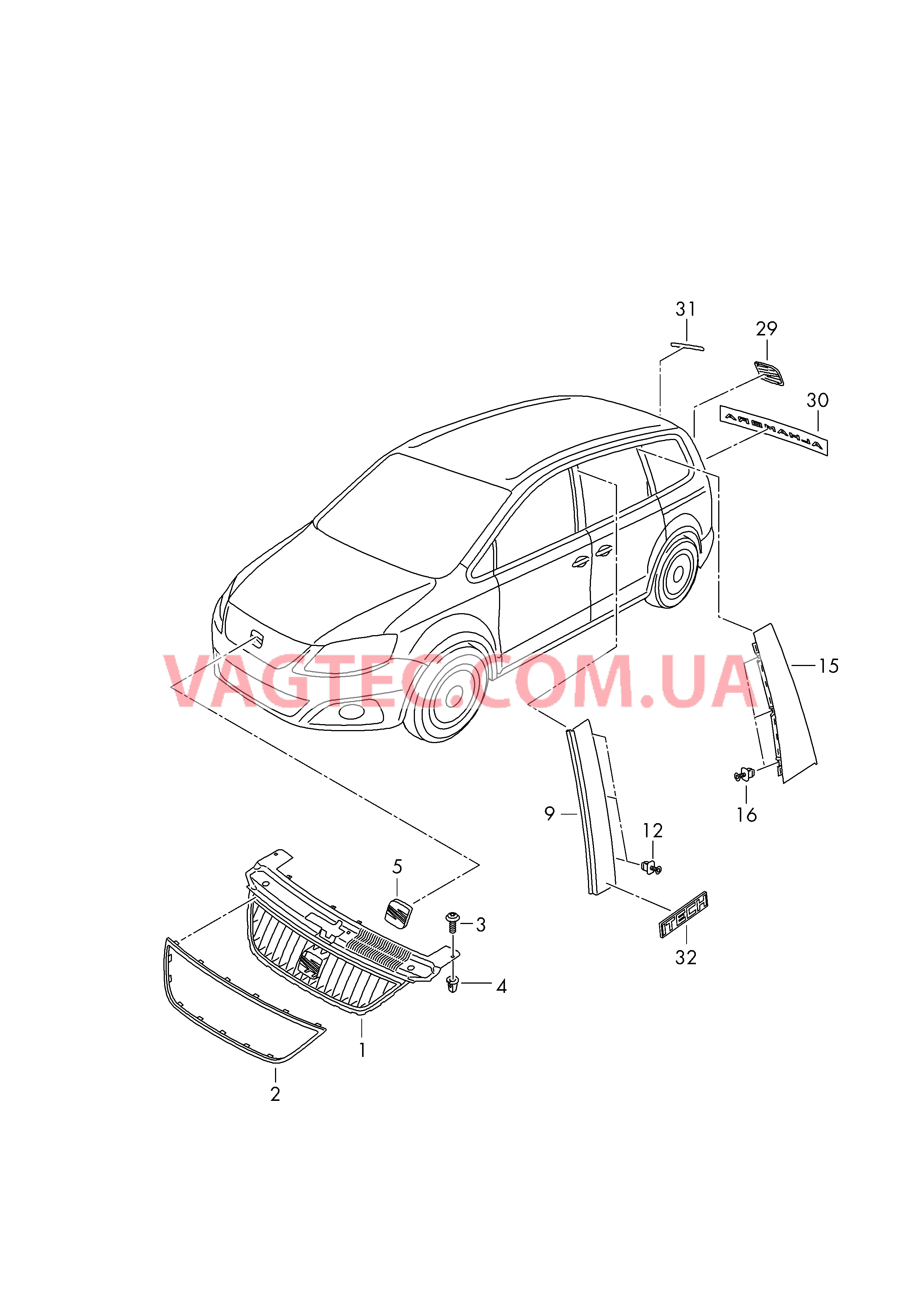 Решётка радиатора Надписи  для SEAT Alhambra 2012