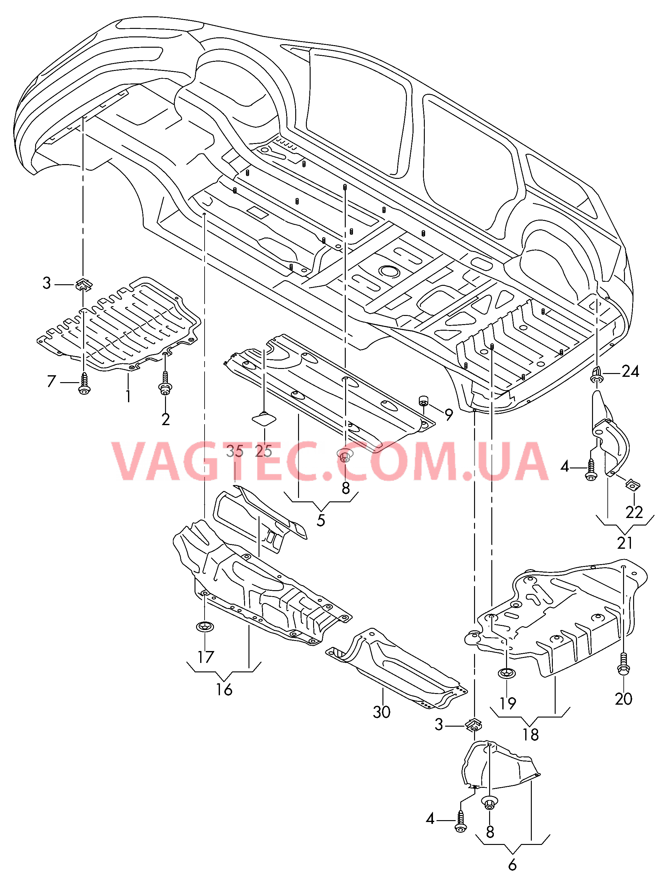 Облицовка днища Шумоизоляция Теплозащитный экран  для SEAT Alhambra 2015