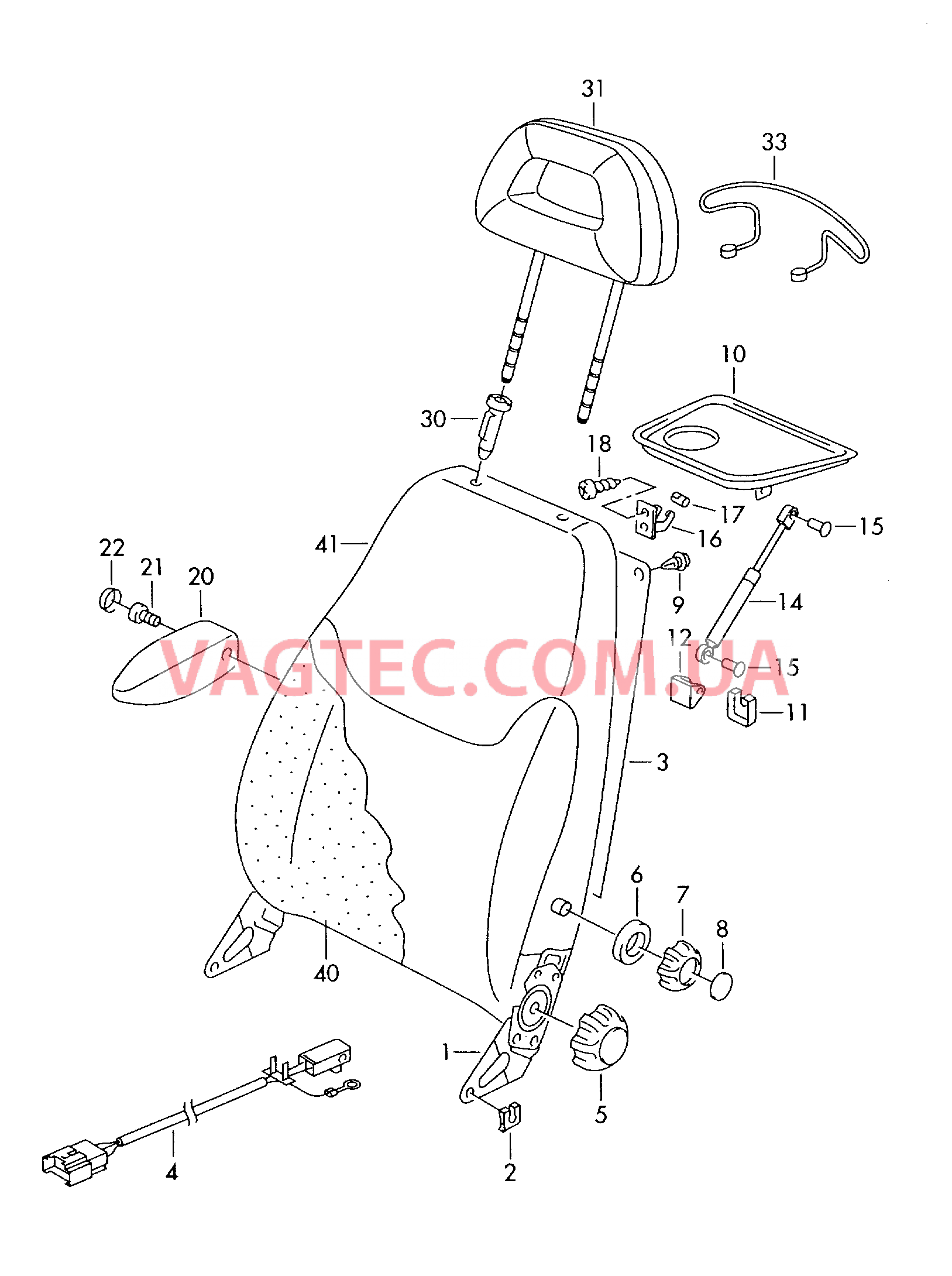 Каркас спинки Подголовник Подлокотник  для SEAT Alhambra 2006