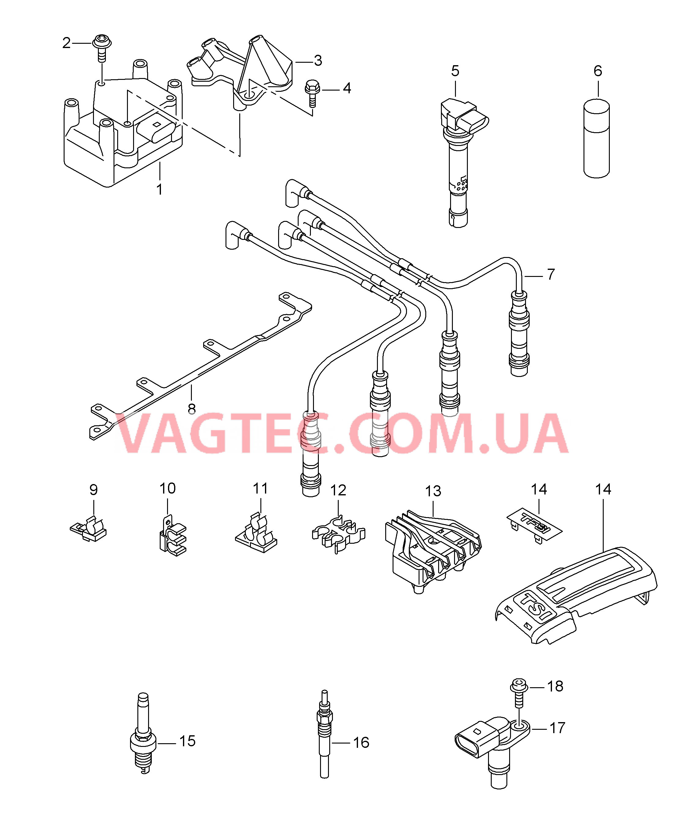 Катушка зажигания Cвеча зажигания Cвеча накаливания  для VOLKSWAGEN Touran 2013