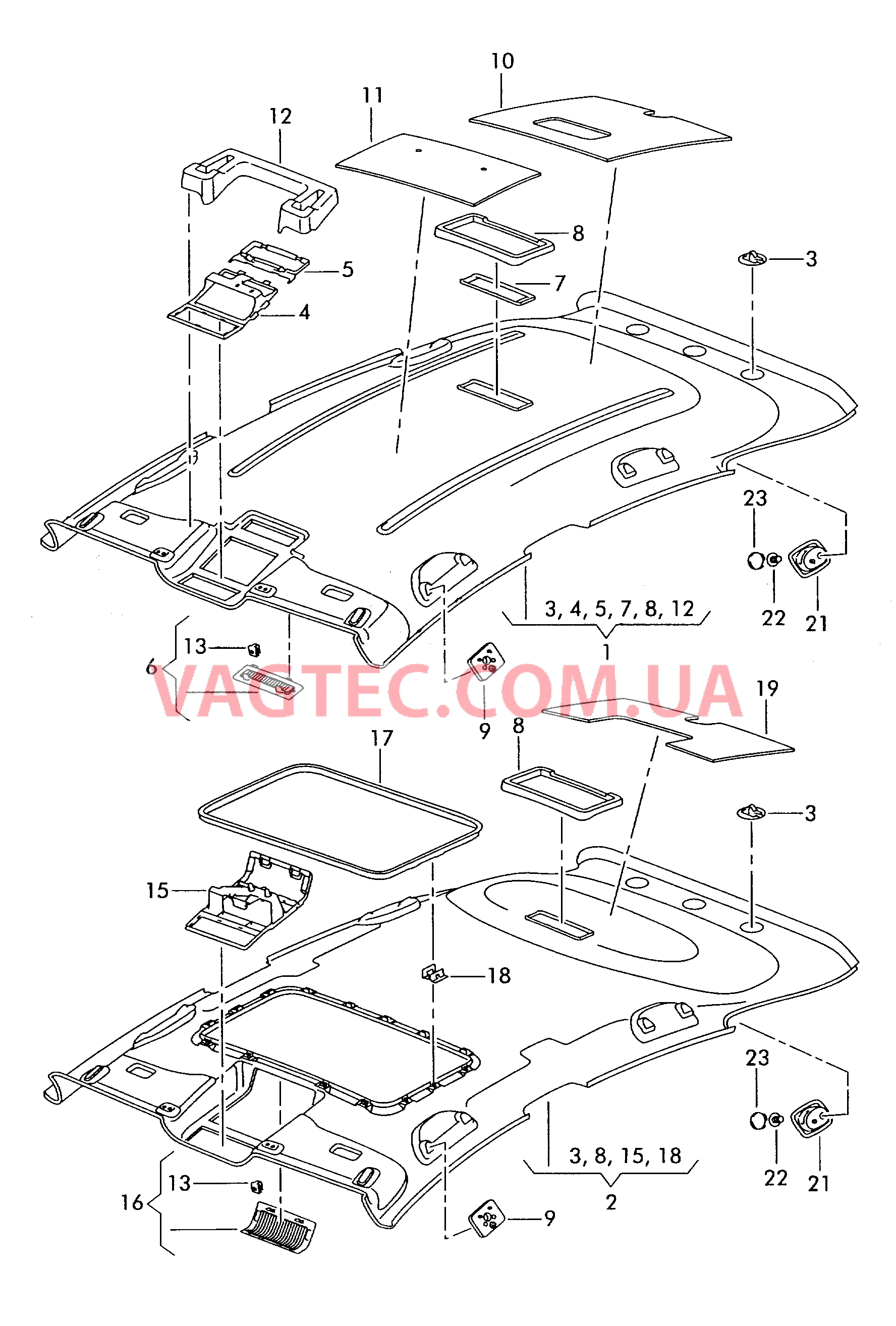 Формованная панель потолка Шумоизоляция крыши  для SEAT Altea 2010