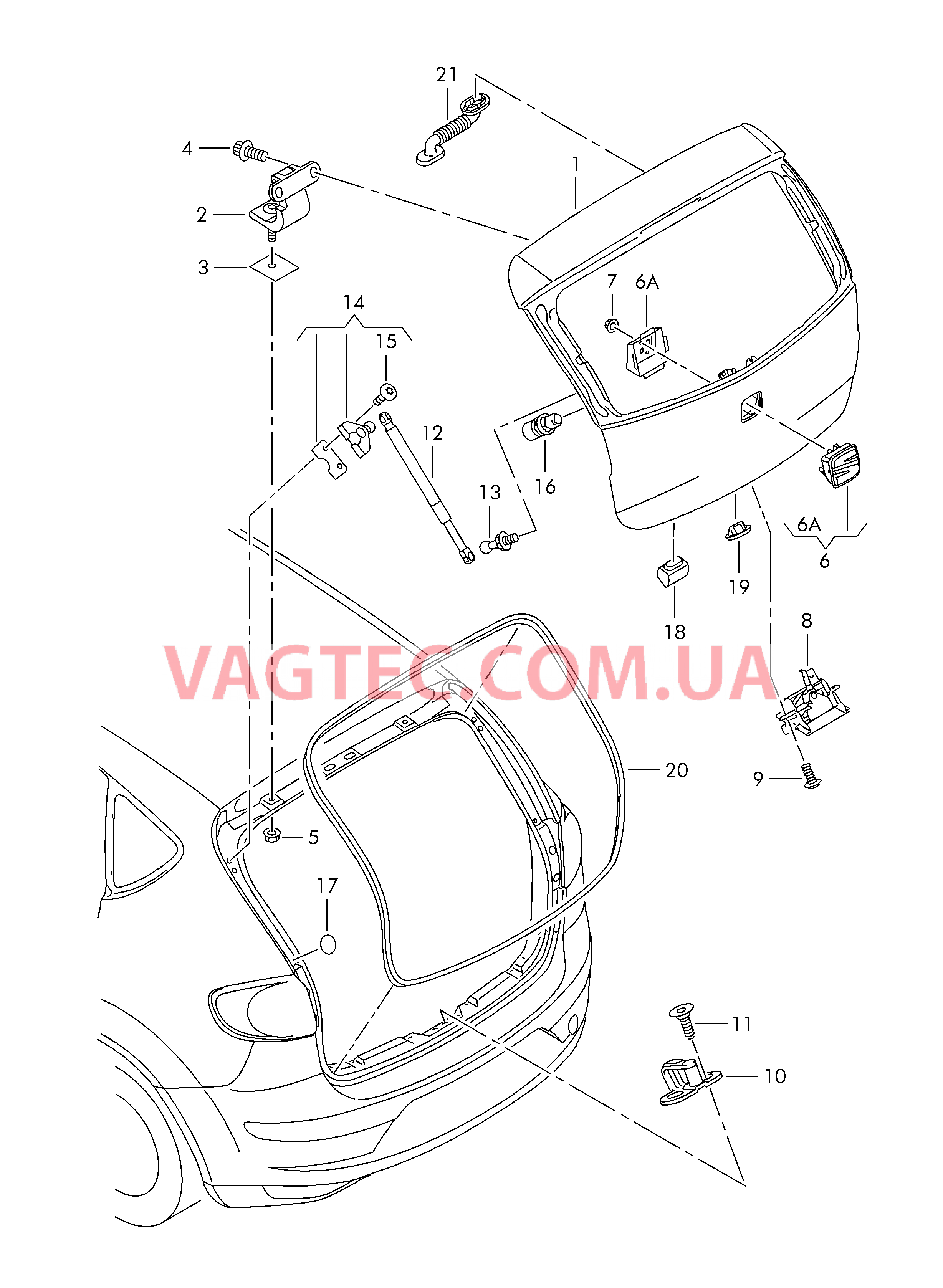 Крышка багажного отсека  F 5Р-9-500 001>>* для SEAT Altea 2007