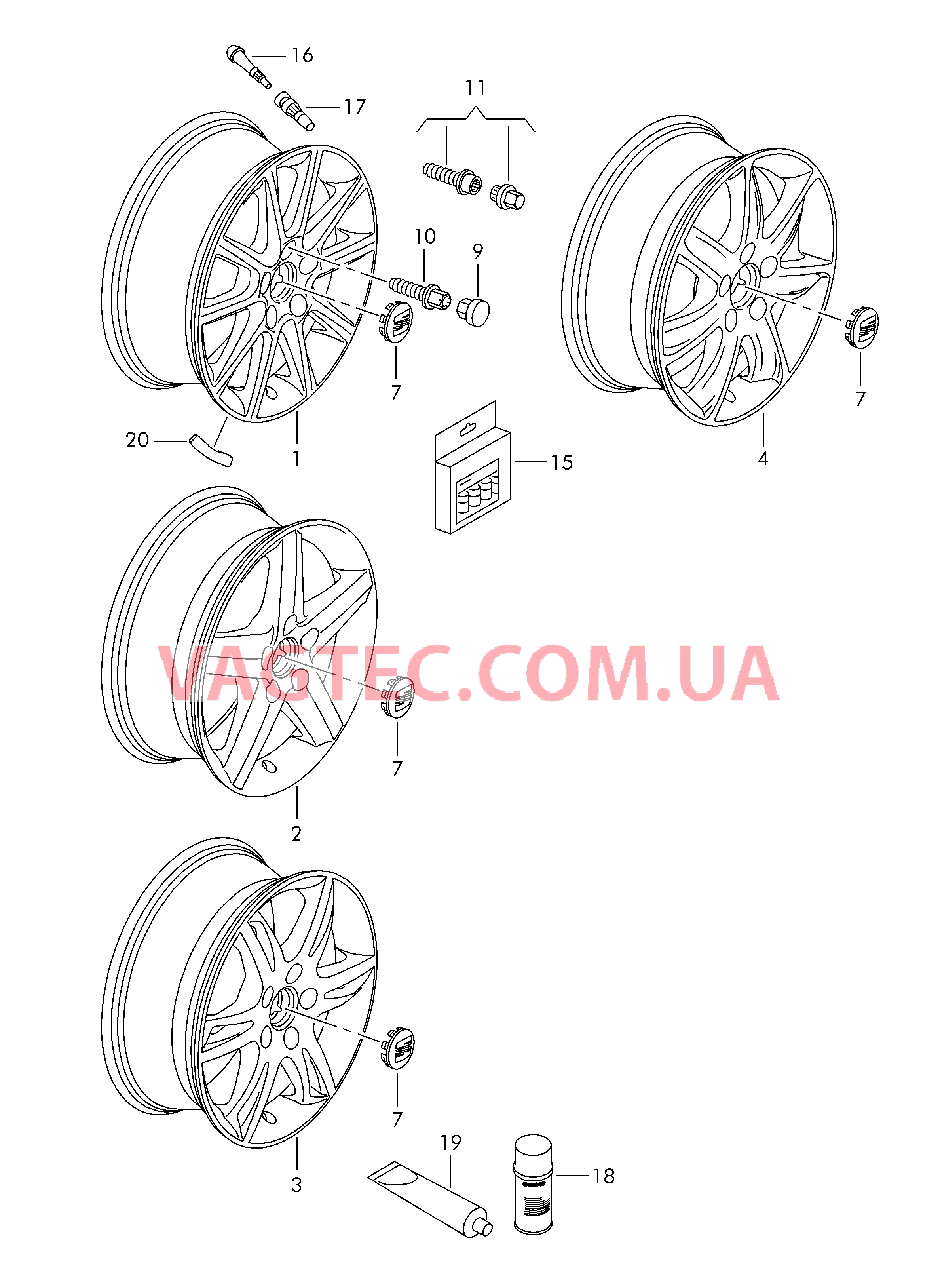 Алюминиевый диск Колпак колеса  для SEAT Altea 2011