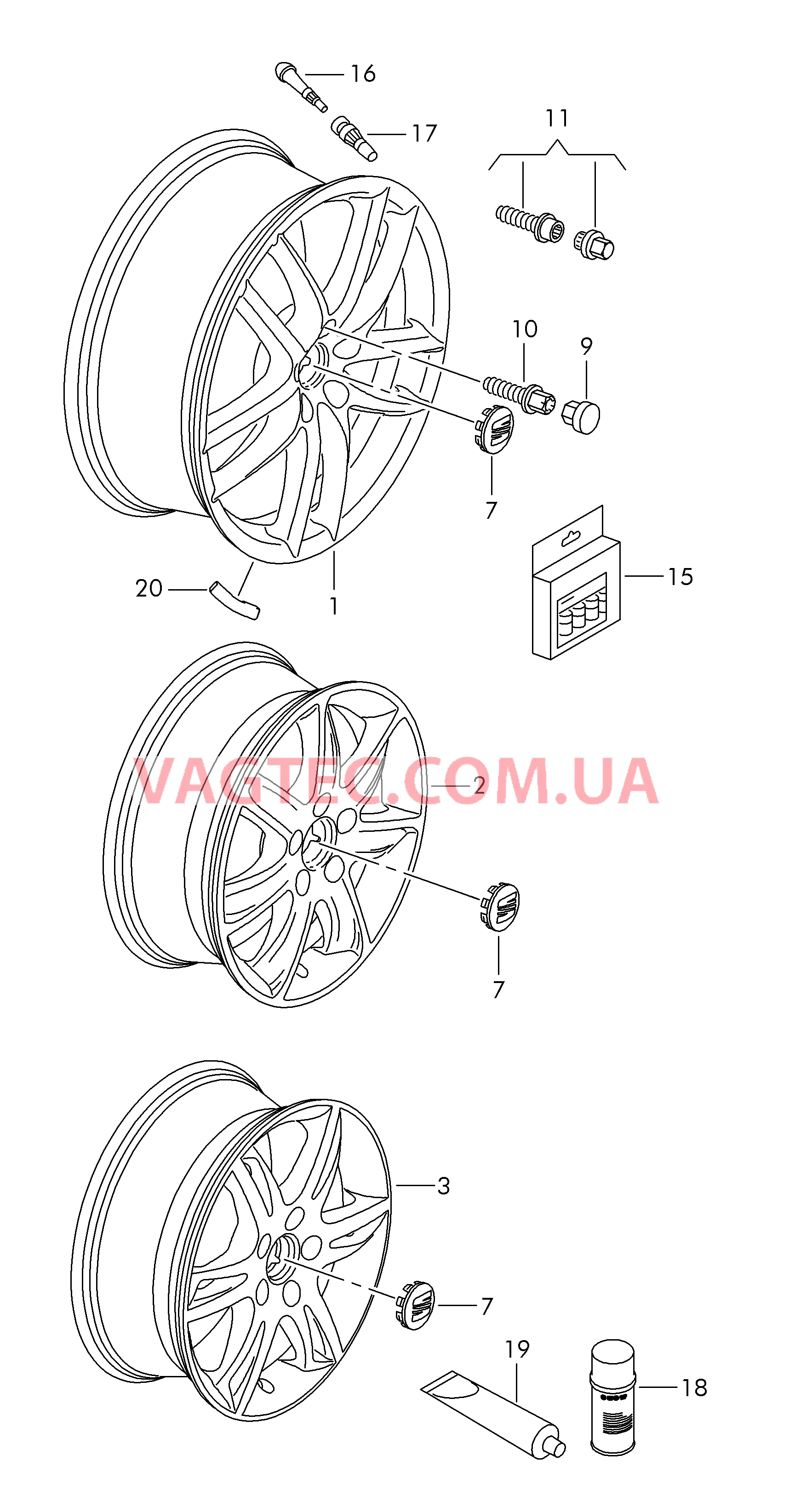 Алюминиевый диск        также см. иллюстрацию:  для SEAT Altea 2009