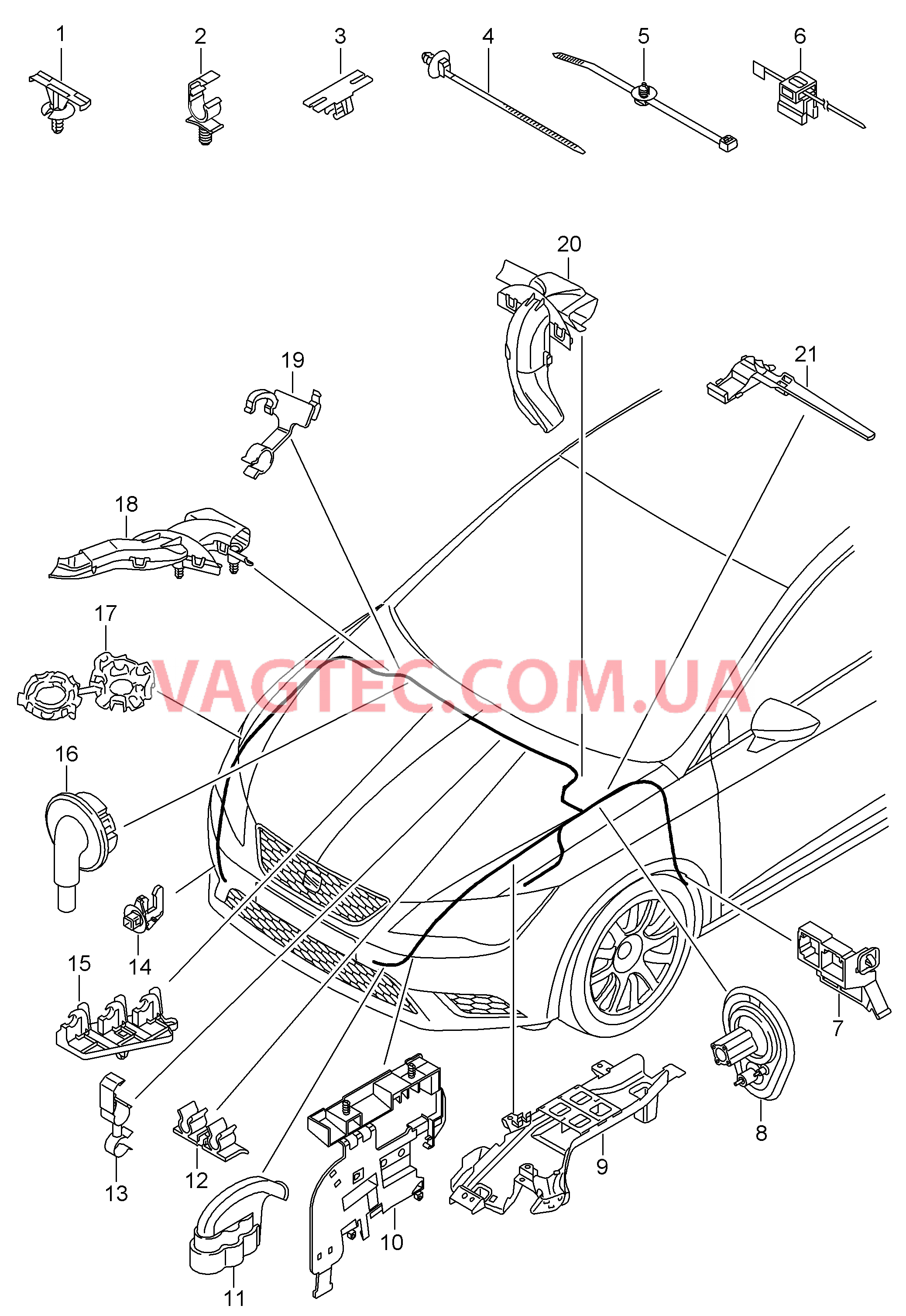 Крепеж кабеля Канал для кабеля Жгут проводов для моторн. отс.  для SEAT Leon 2015