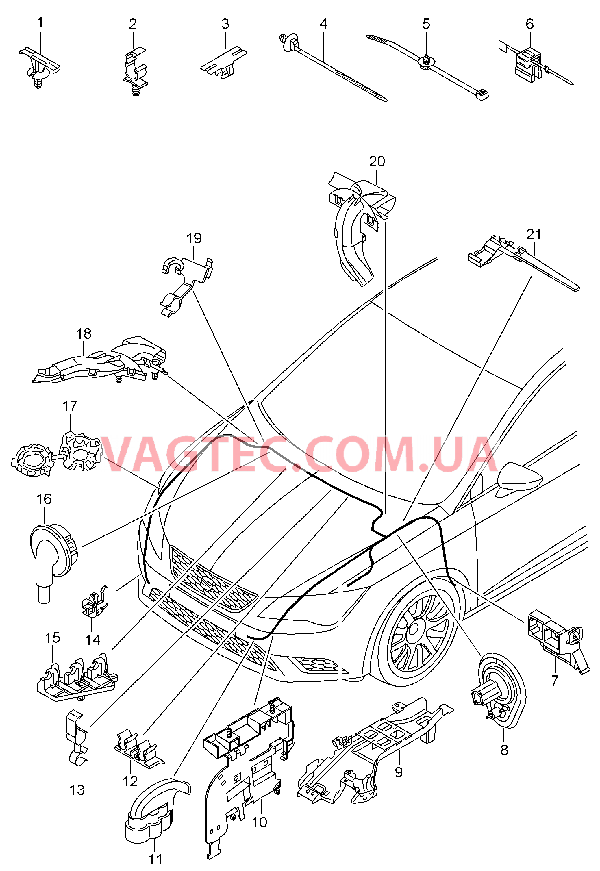 Крепеж кабеля Канал для кабеля Жгут проводов для моторн. отс.  для SEAT Leon 2014