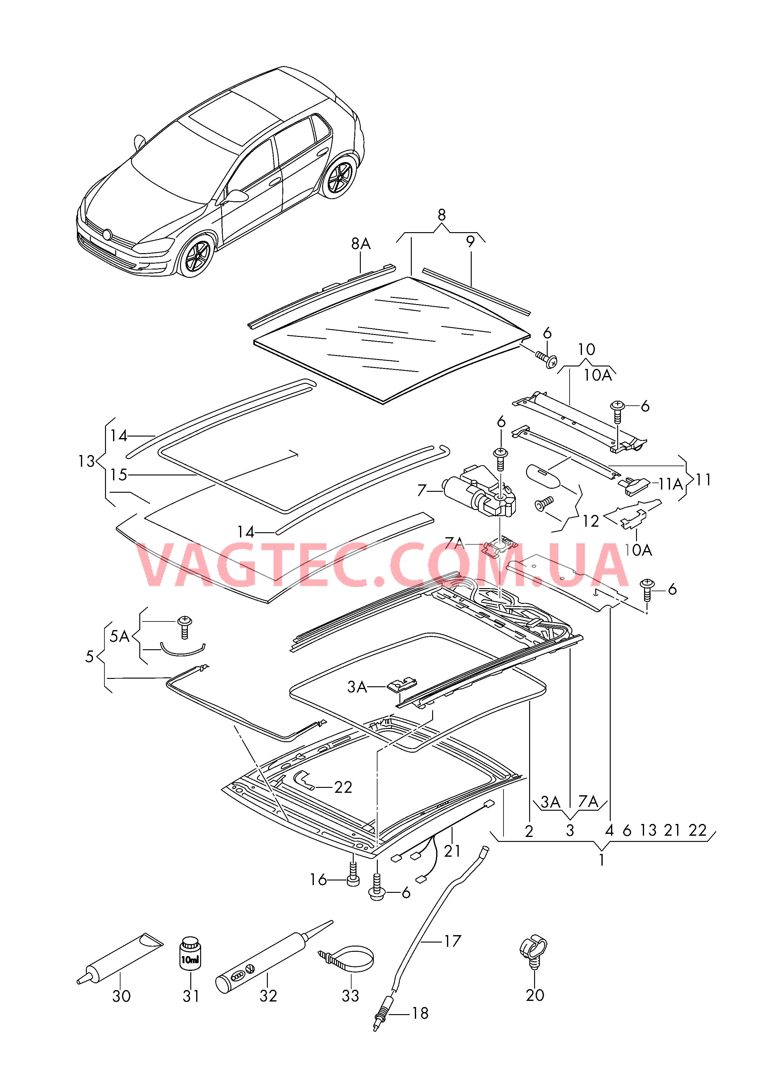 Стекл. подъёмно-сдвижной люк  для SEAT Leon 2017