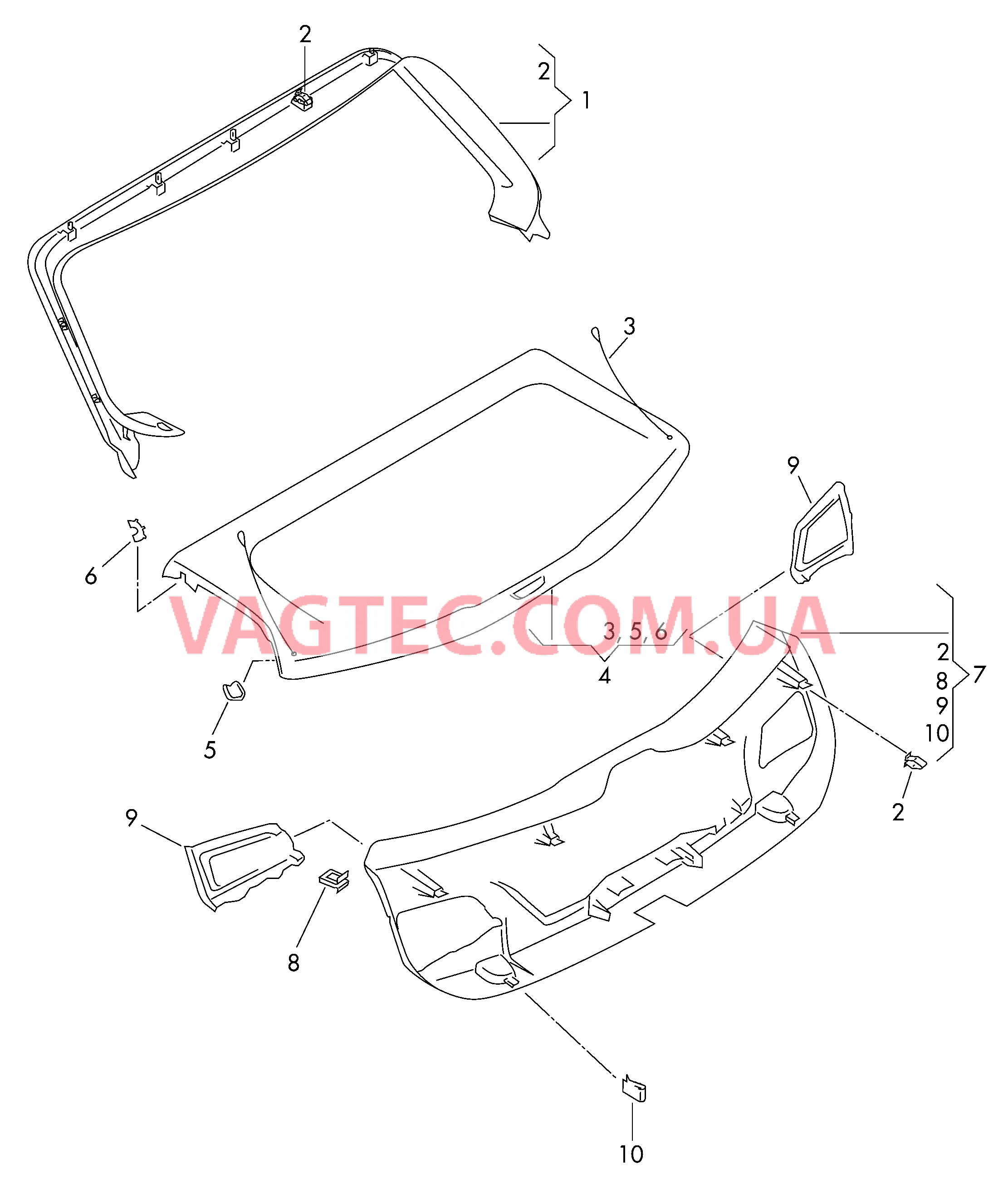 Облицовка крышки багаж. отсека Крышка обшивки багажника  Опора  для SEAT Leon 2013-1