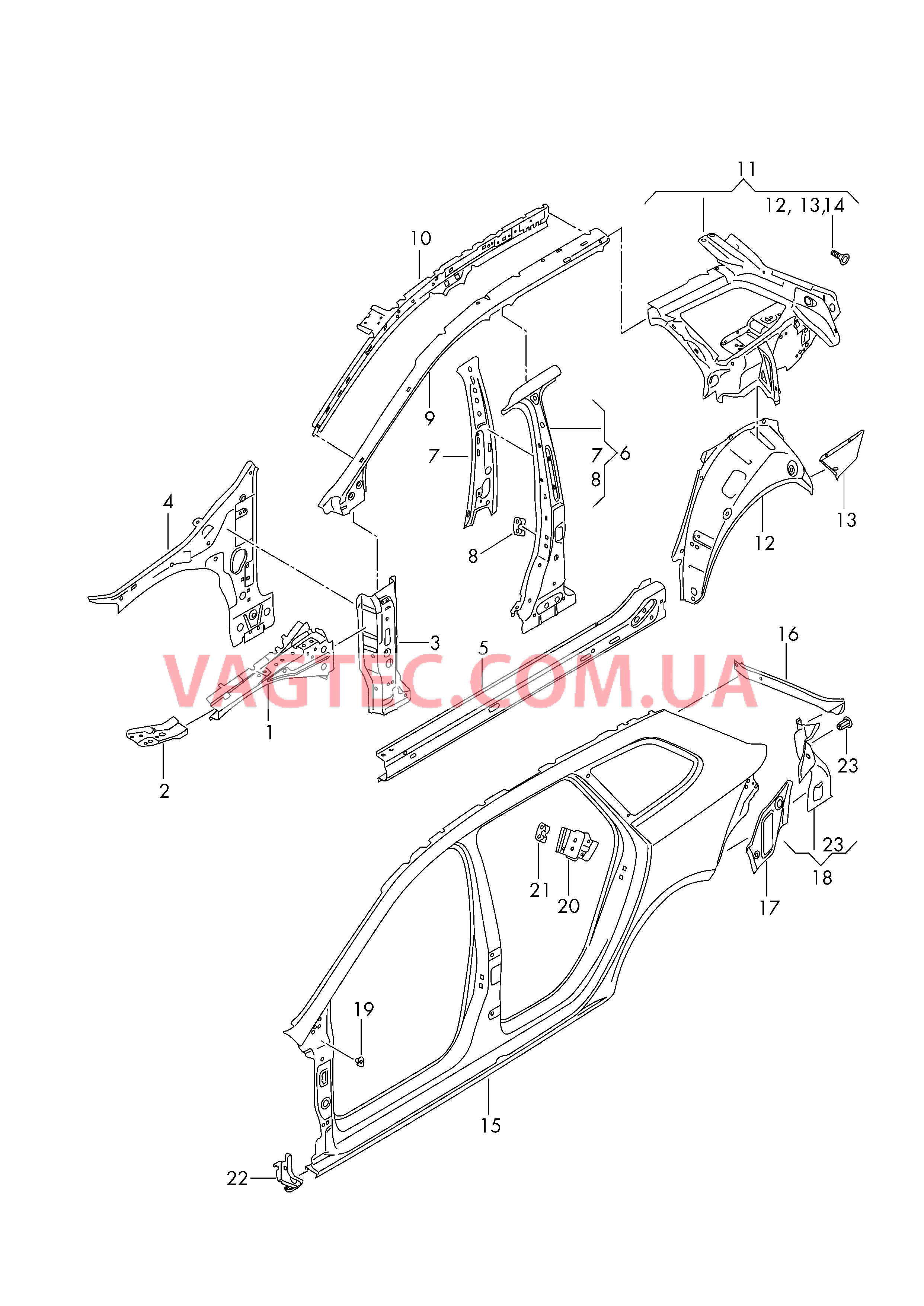 Боковина, внутренняя Боковина с колесной аркой снаружи  для SEAT Leon 2017