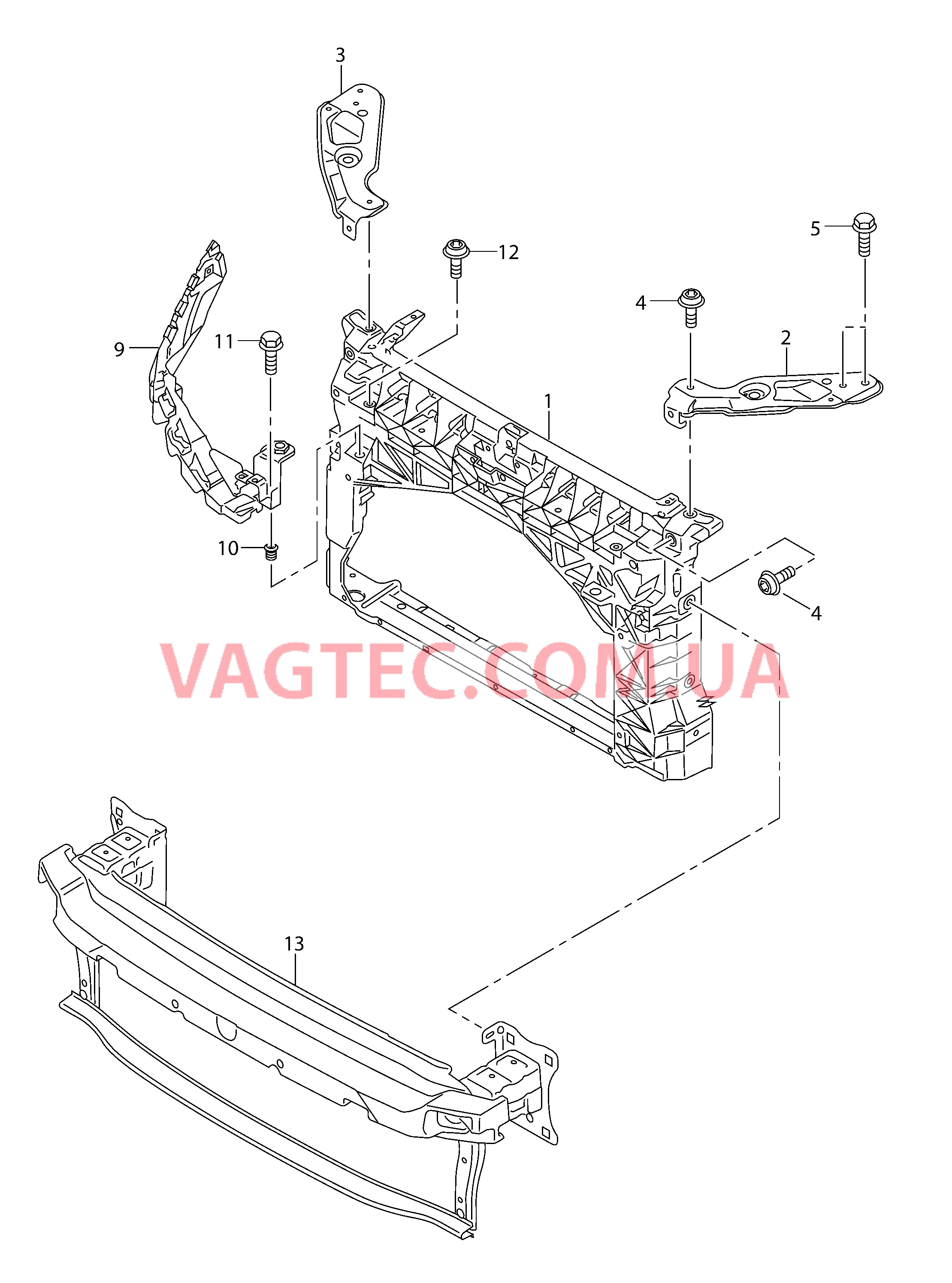 Передняя несущая панель с креплением для радиатора ОЖ  для SEAT Leon 2017