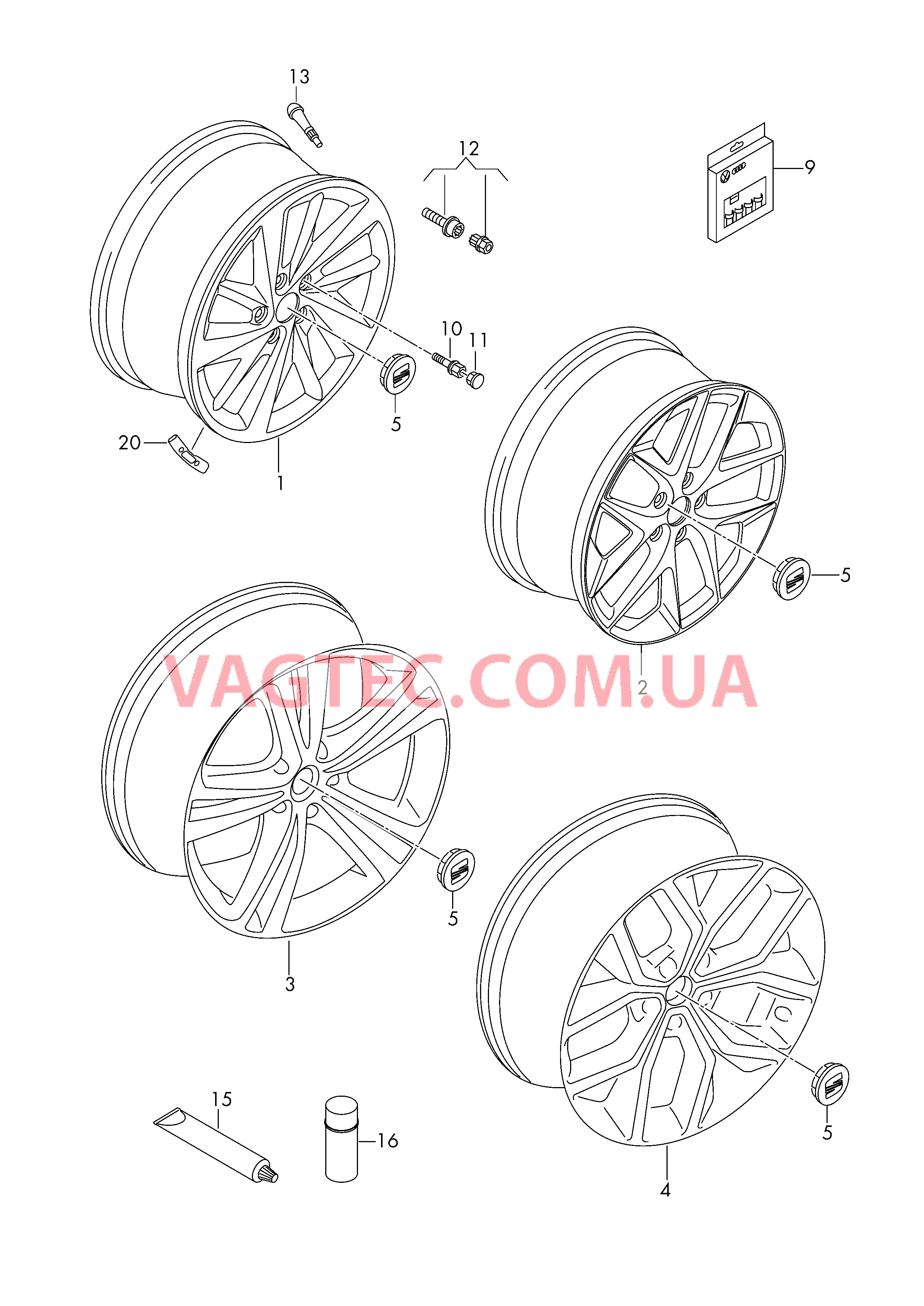 Алюминиевый диск Колпак колеса  для SEAT Leon 2013-1