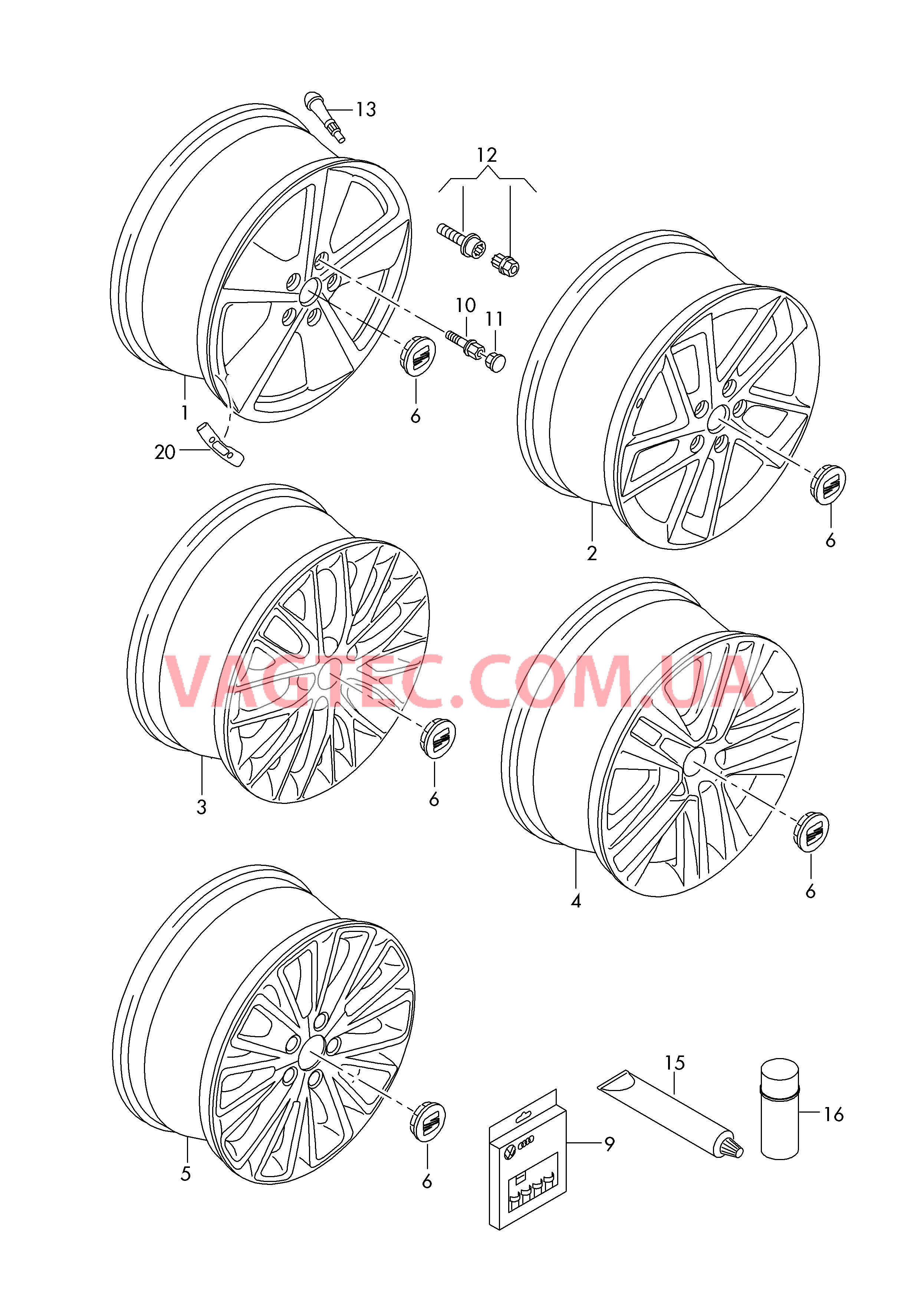 Алюминиевый диск Колпак колеса  для SEAT Leon 2016