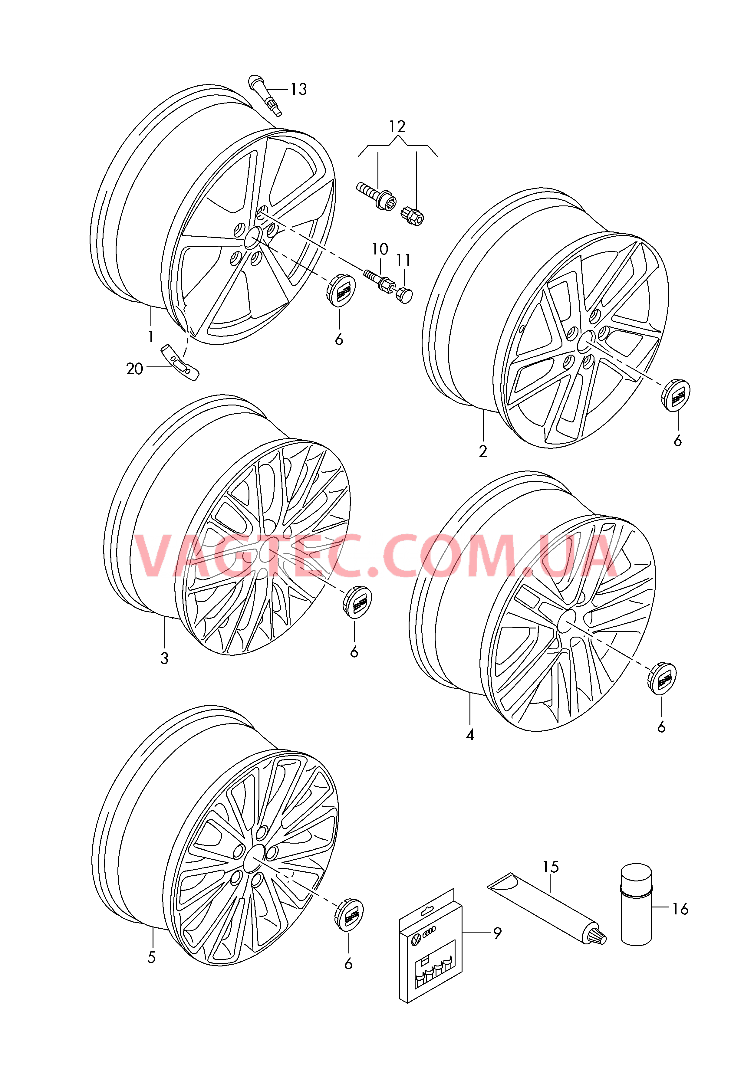 Алюминиевый диск Колпак колеса  для SEAT Leon 2015