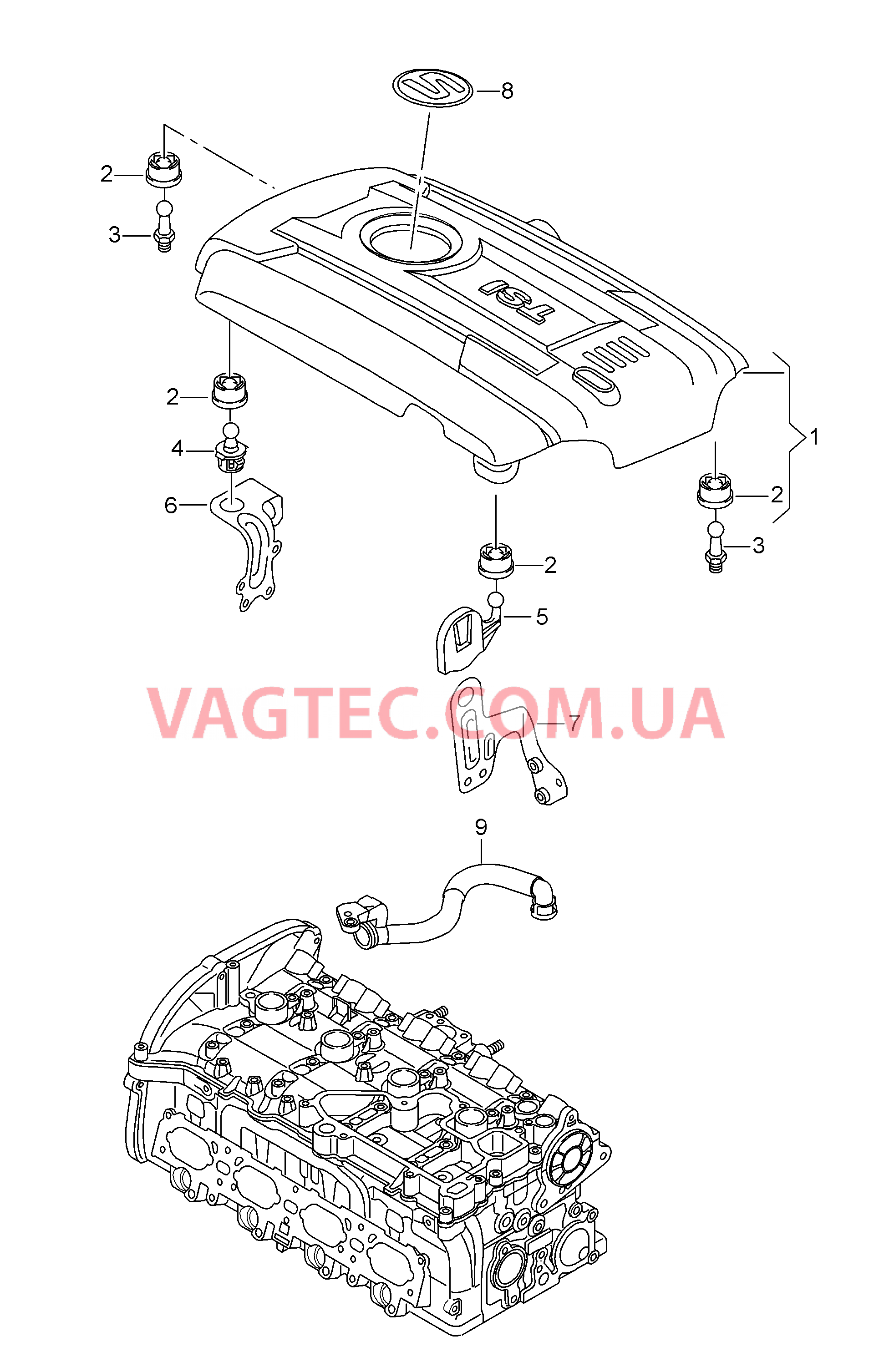 Защ. кожух впускн. коллектора Вентиляция для крышки головки блока  для SEAT Leon 2015