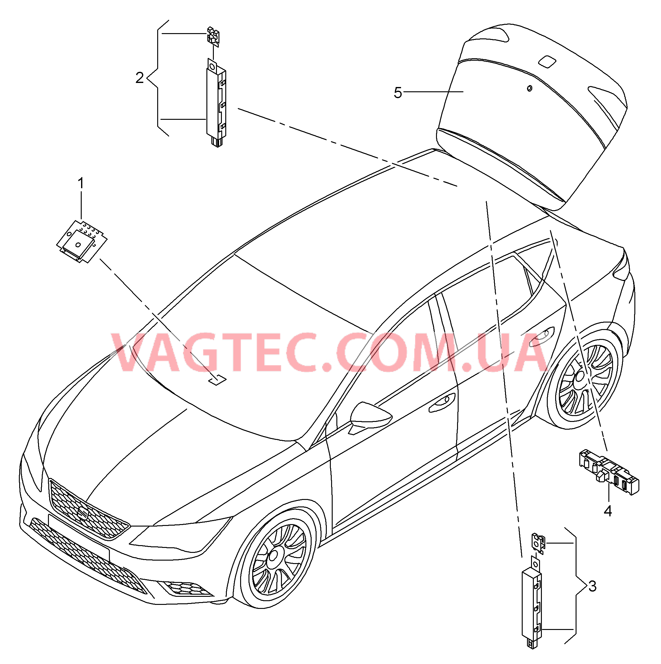 Антенна на стекло Усилитель антенны  для SEAT Leon 2015