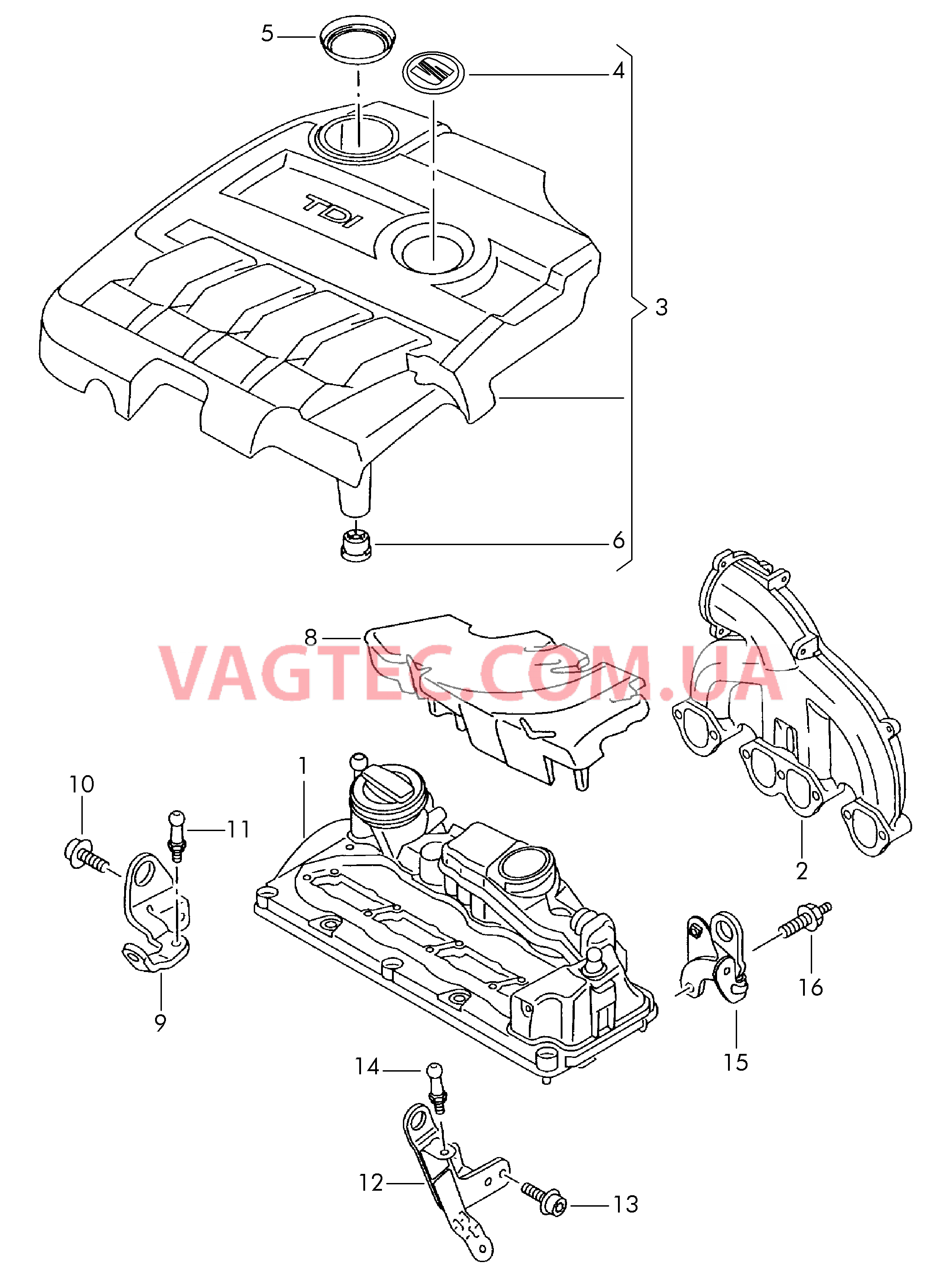 Защ. кожух впускн. коллектора  для SEAT Leon 2006-1