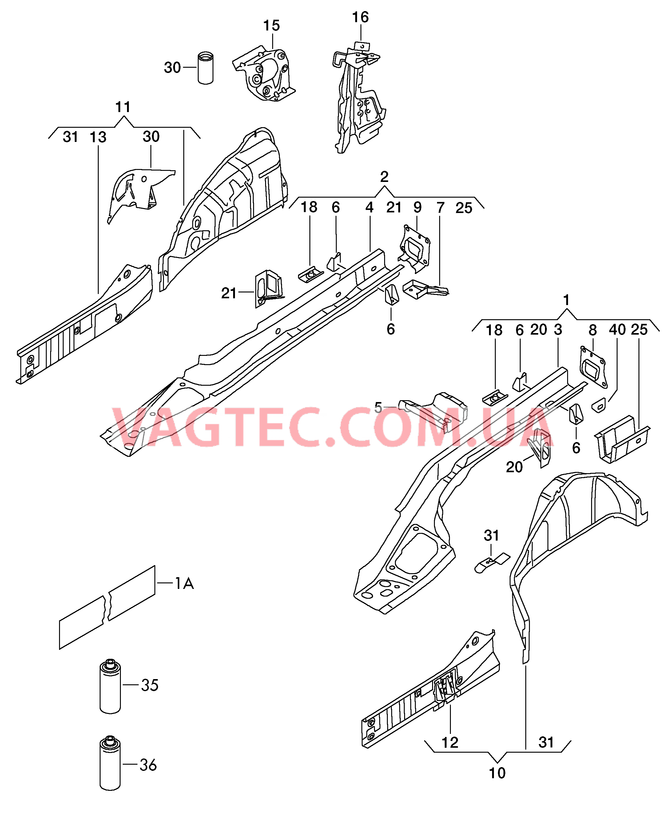 Лонжерон Внутренняя часть арки колеса  для VOLKSWAGEN GOLF 2006-1