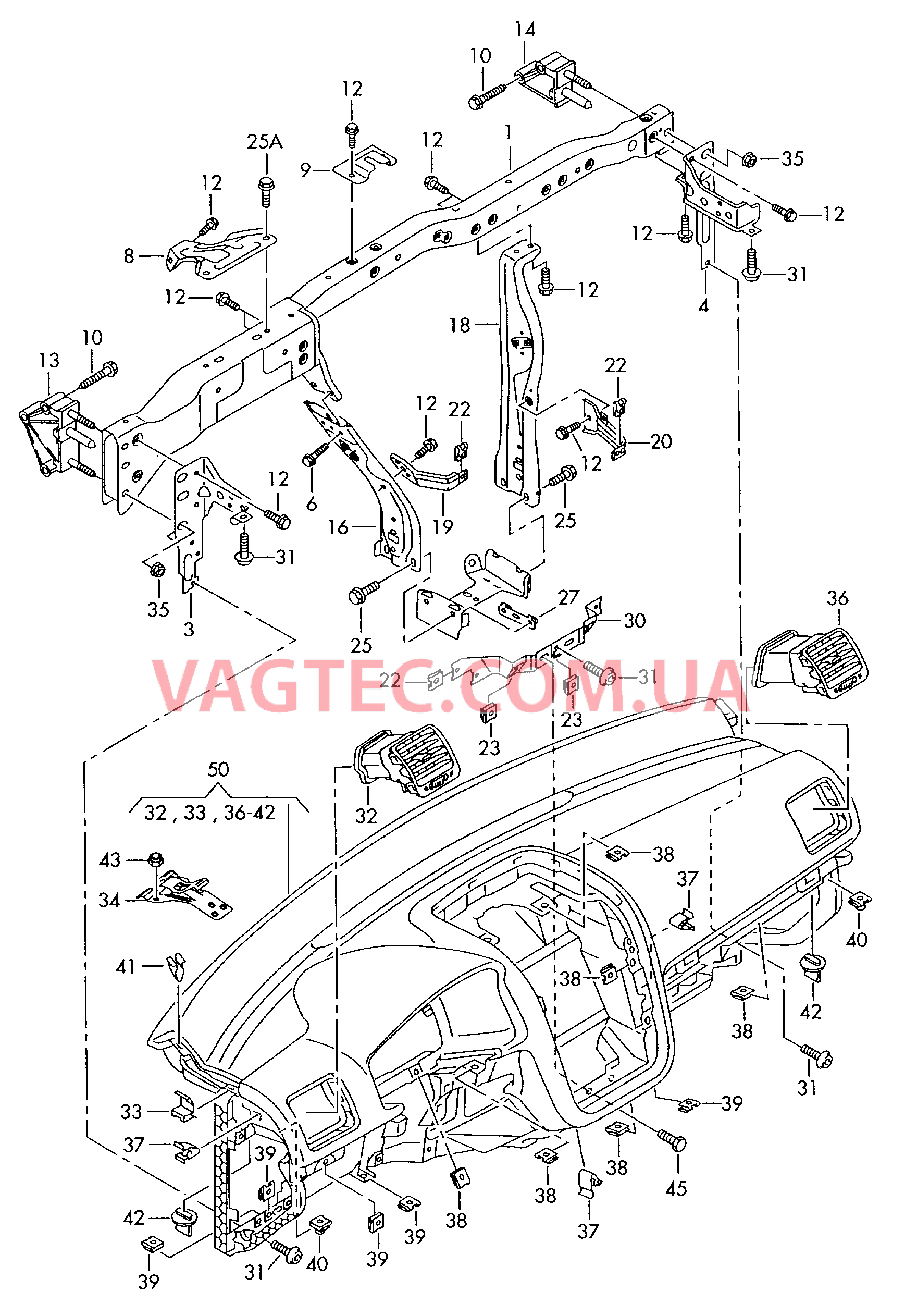 Поперечина передней панели Панель приборов  для VOLKSWAGEN Jetta 2006-1