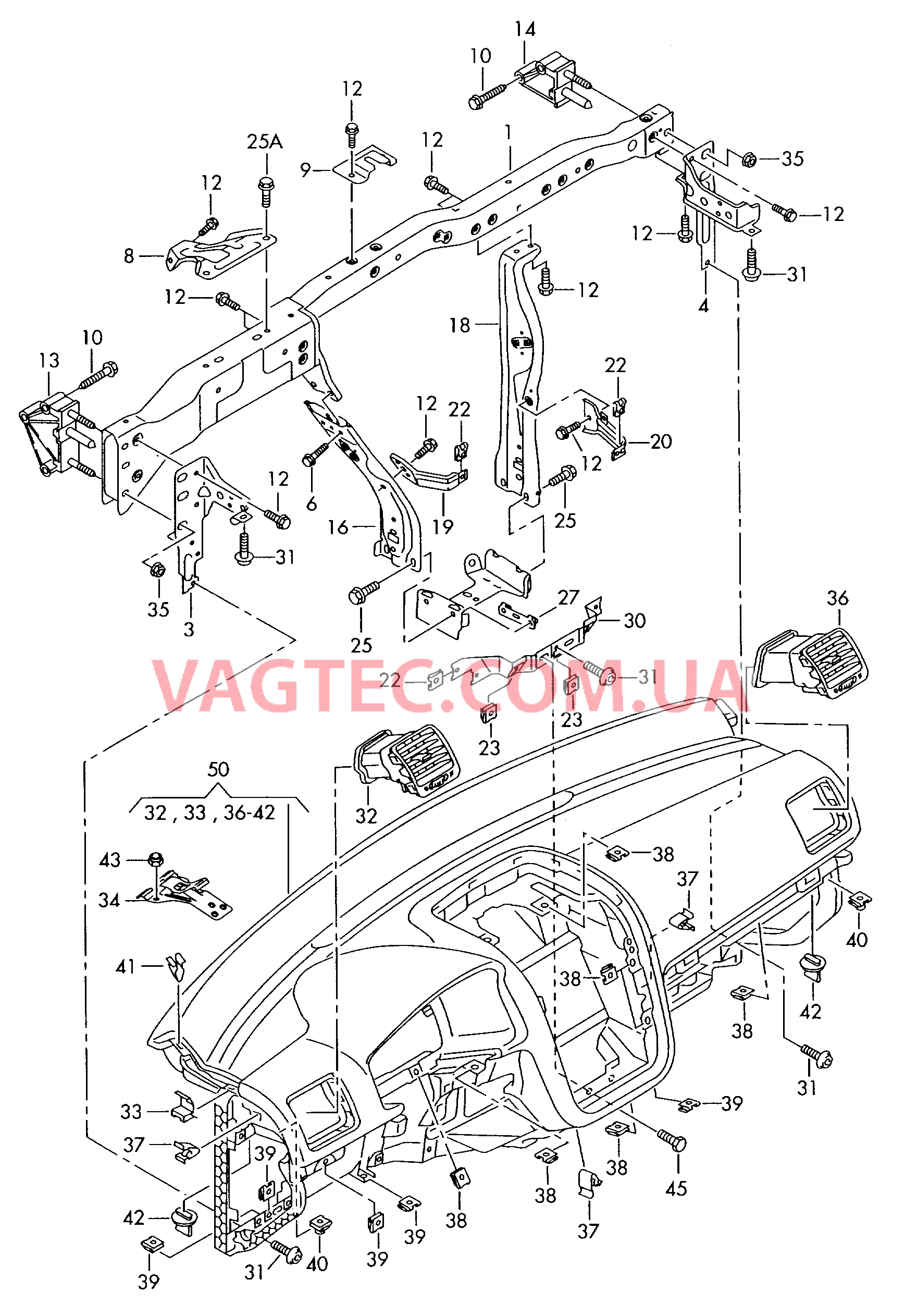 Поперечина передней панели Панель приборов  для VOLKSWAGEN Jetta 2007-1