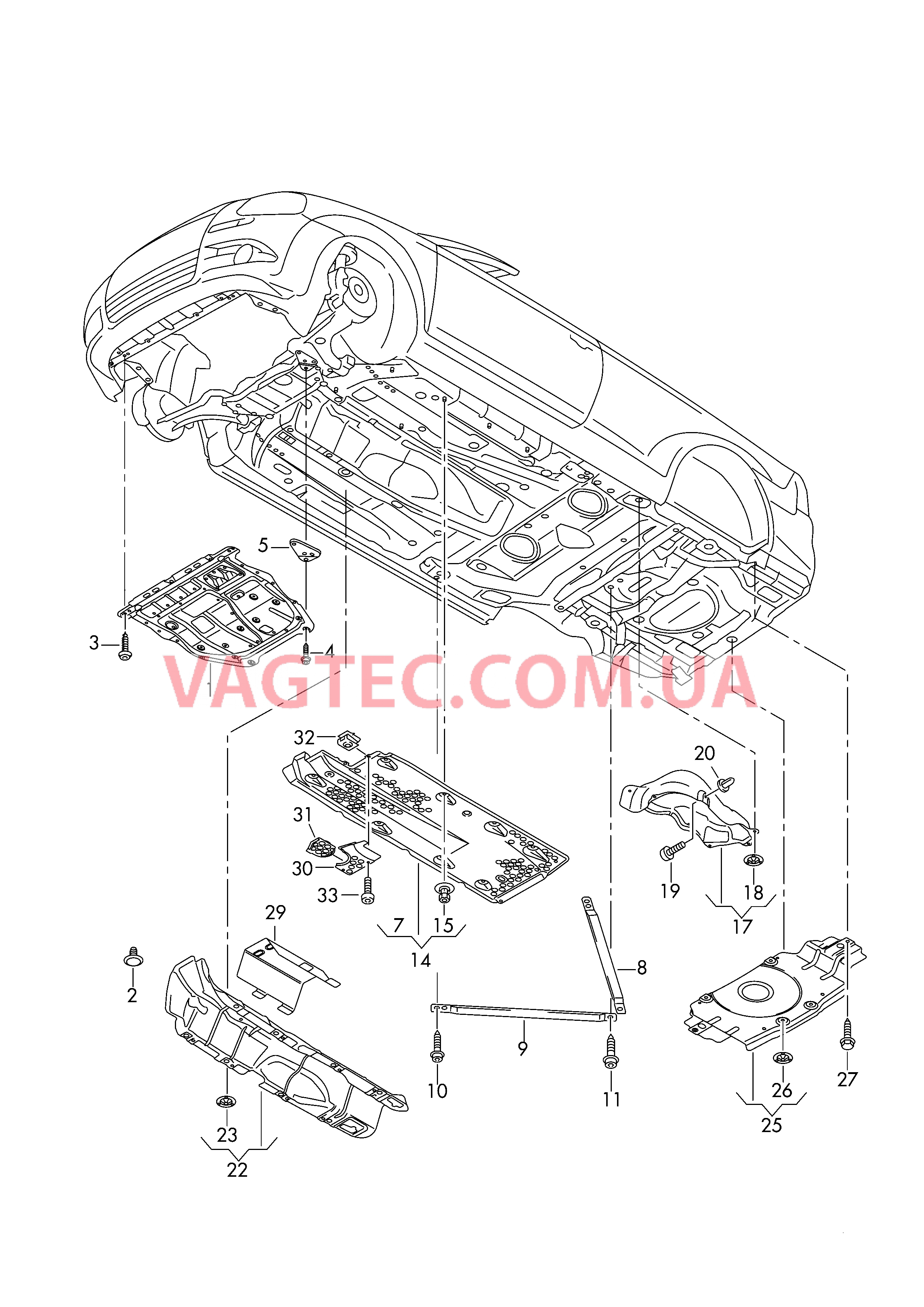 Облицовка днища Шумоизоляция Теплозащитный экран  для VOLKSWAGEN EOS 2011-1