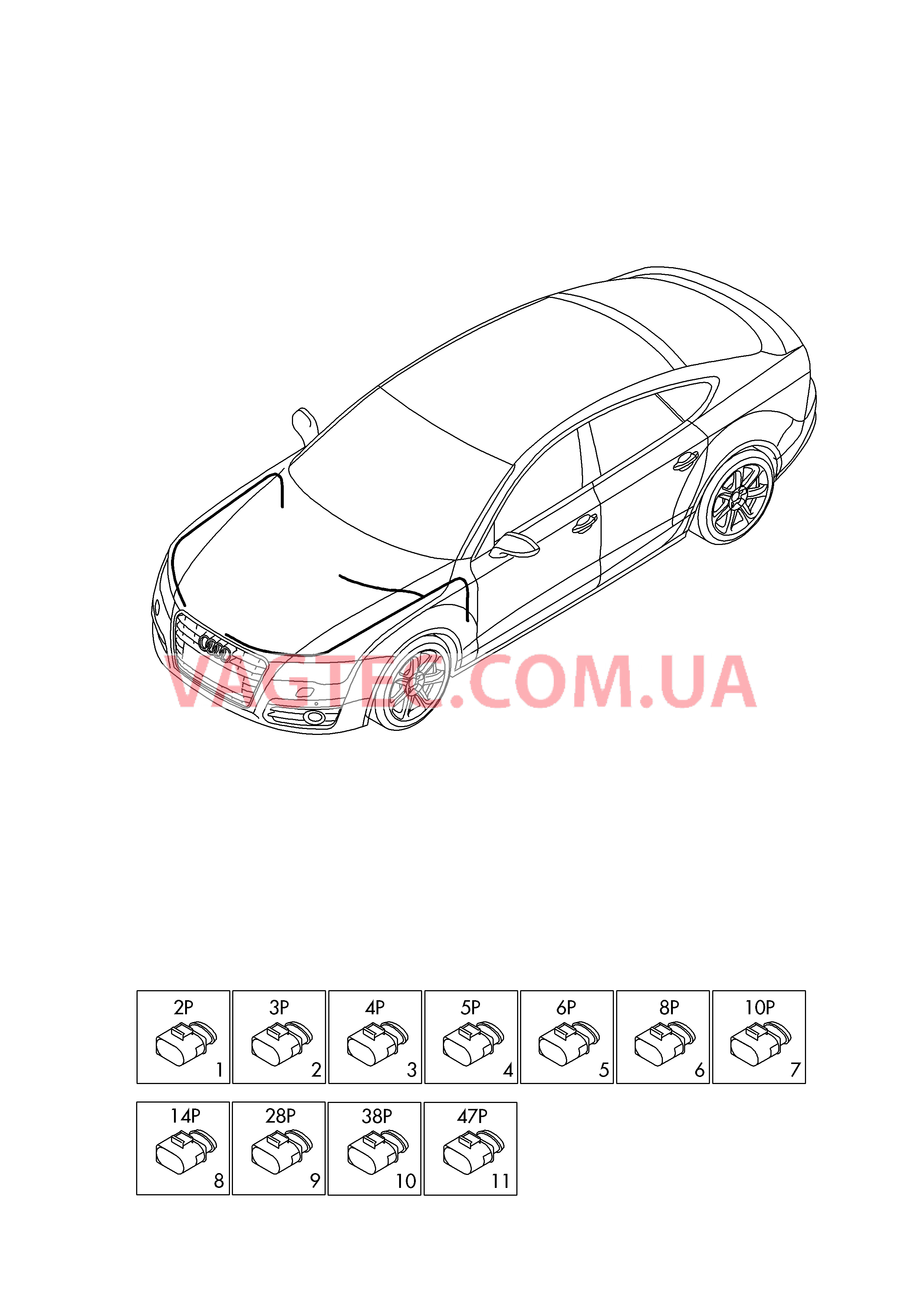 Детали не в сборе Жгут проводов для салона                       Область:  для AUDI A7 2016