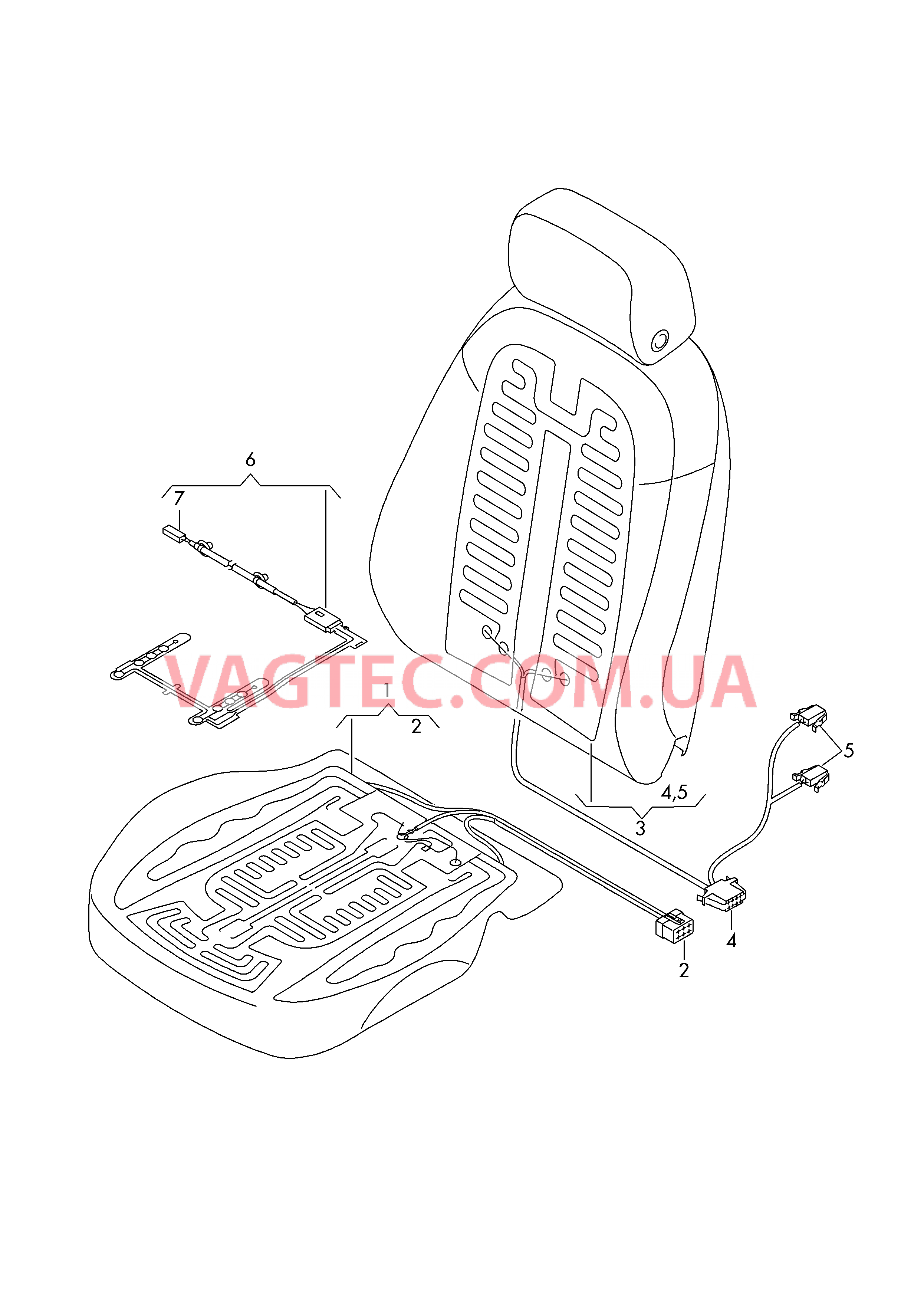 Нагревательный элемент спинки и подушки сиденья  Вставка распознавания занятости сиденья  для AUDI A7 2017