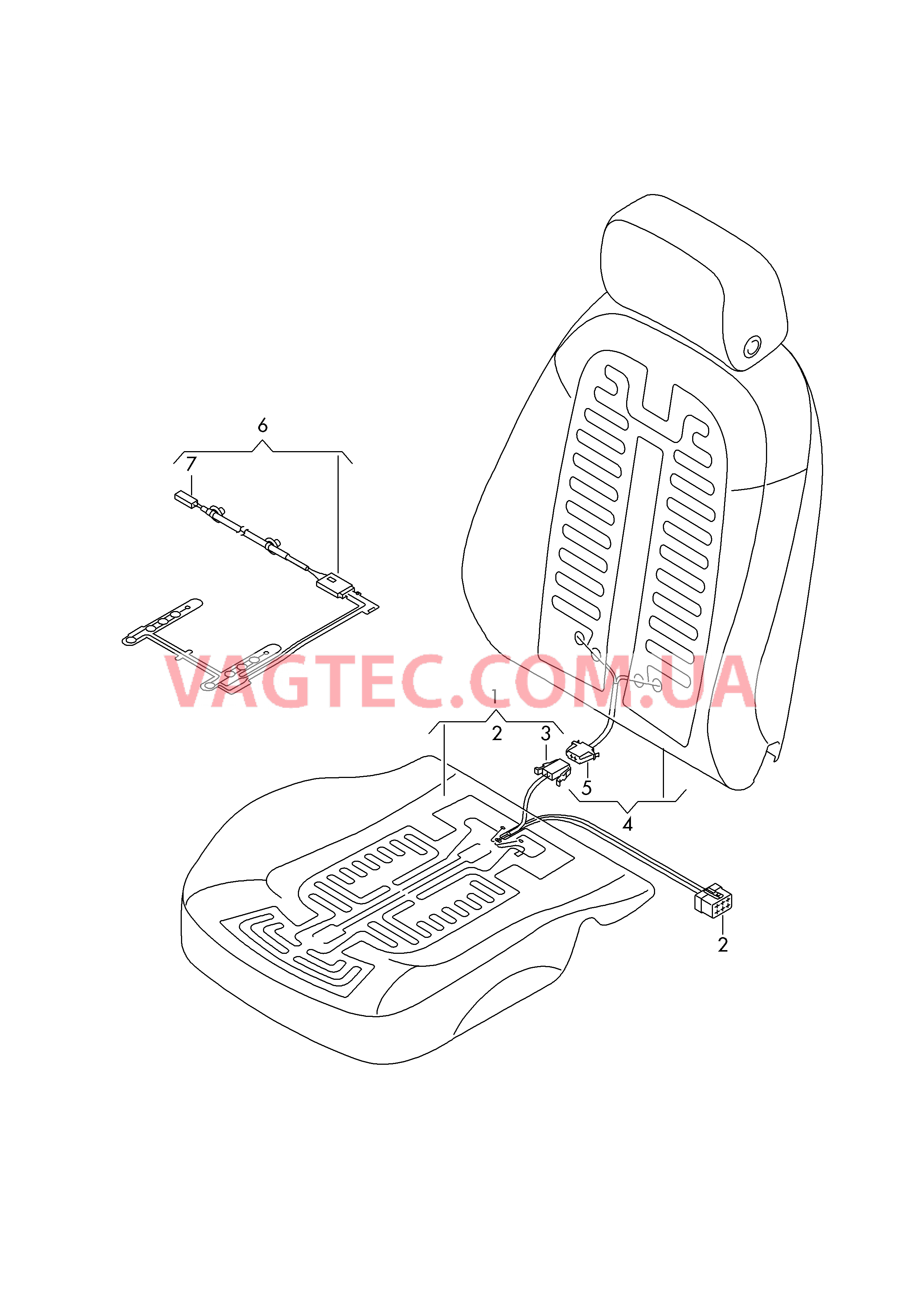 Нагревательный элемент спинки и подушки сиденья  Вставка распознавания занятости сиденья  для AUDI A6Q 2017
