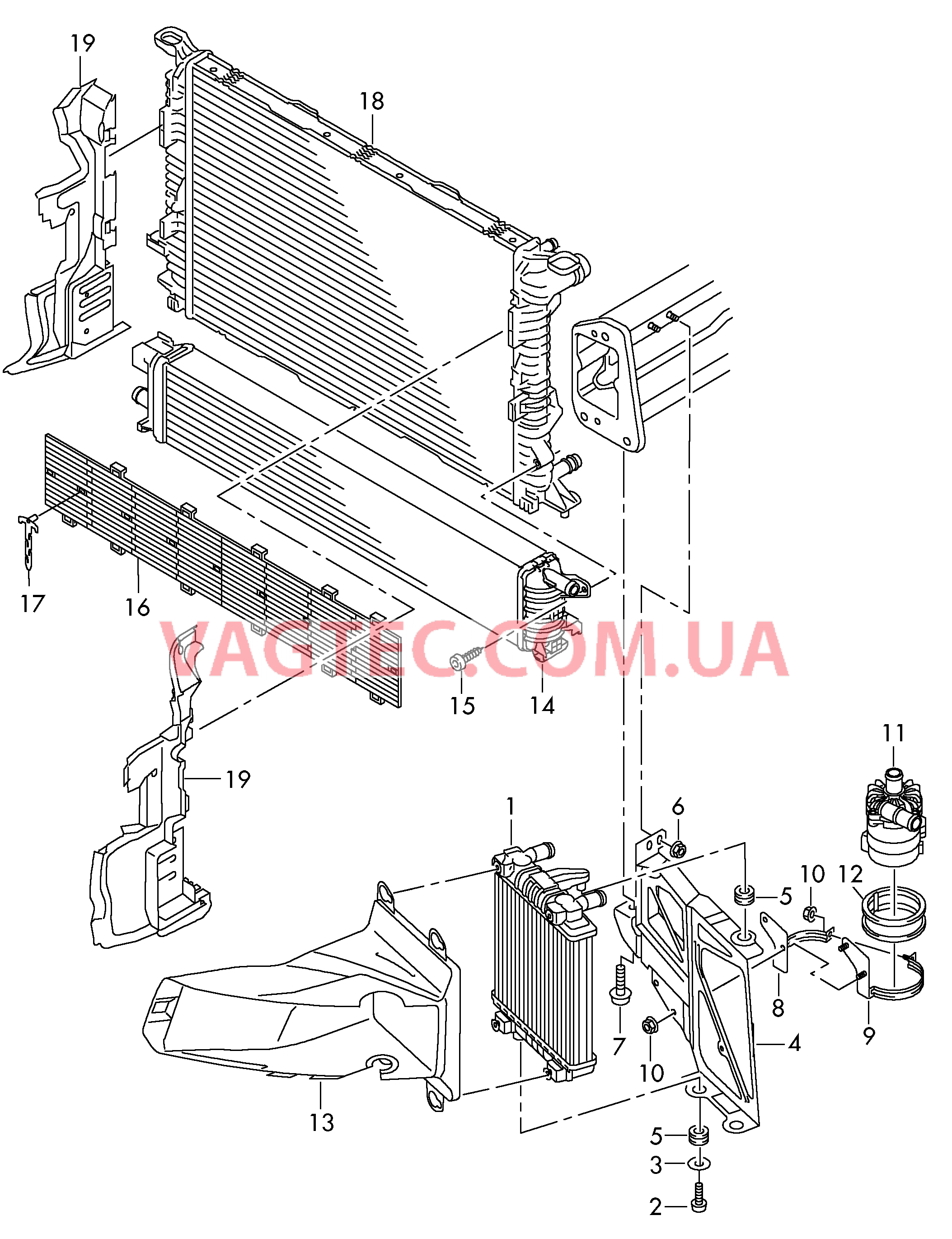 Дополнительный радиатор ОЖ Воздуховод  для AUDI A6Q 2017