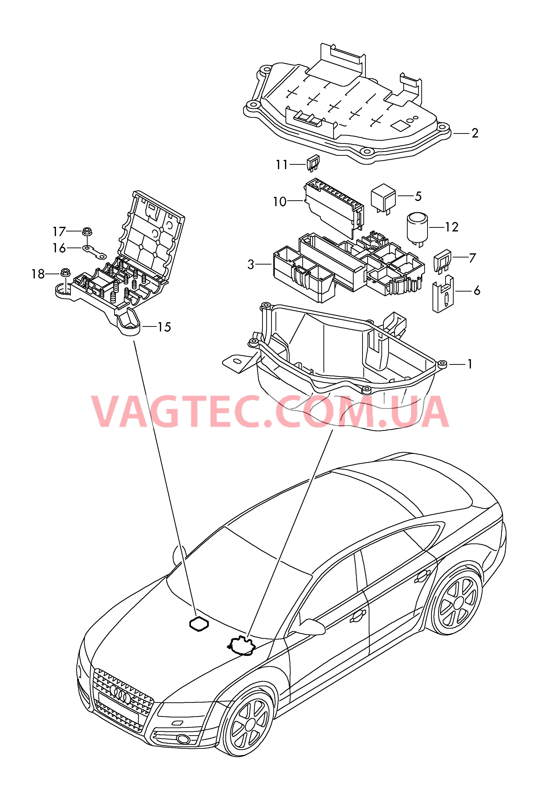 Колодка реле и реле Распределитель потенциала  для AUDI A7 2017