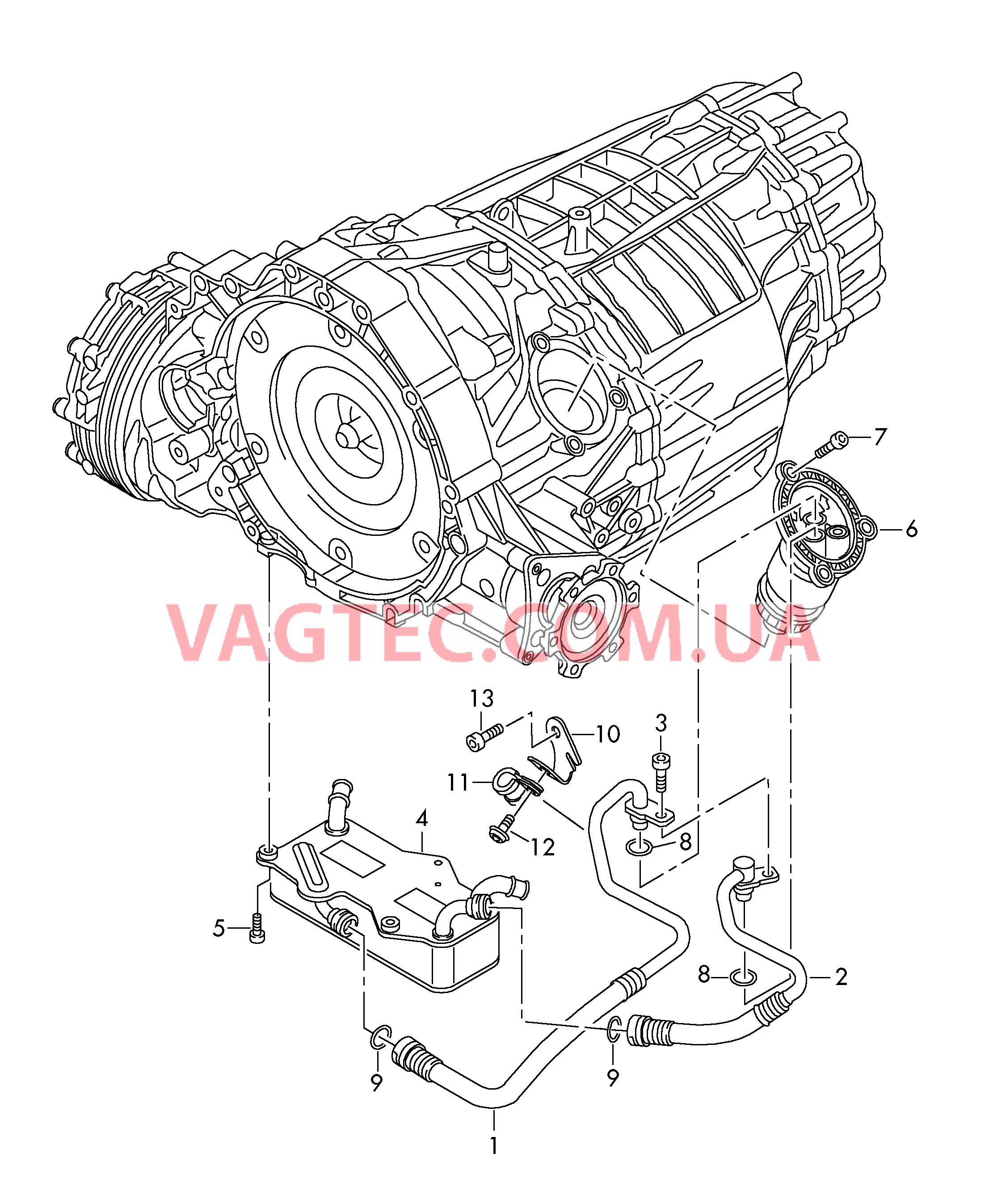 Напорный маслопровод для охлаждения масла коробки передач  для бесступенчатой АКП  для AUDI A6Q 2012