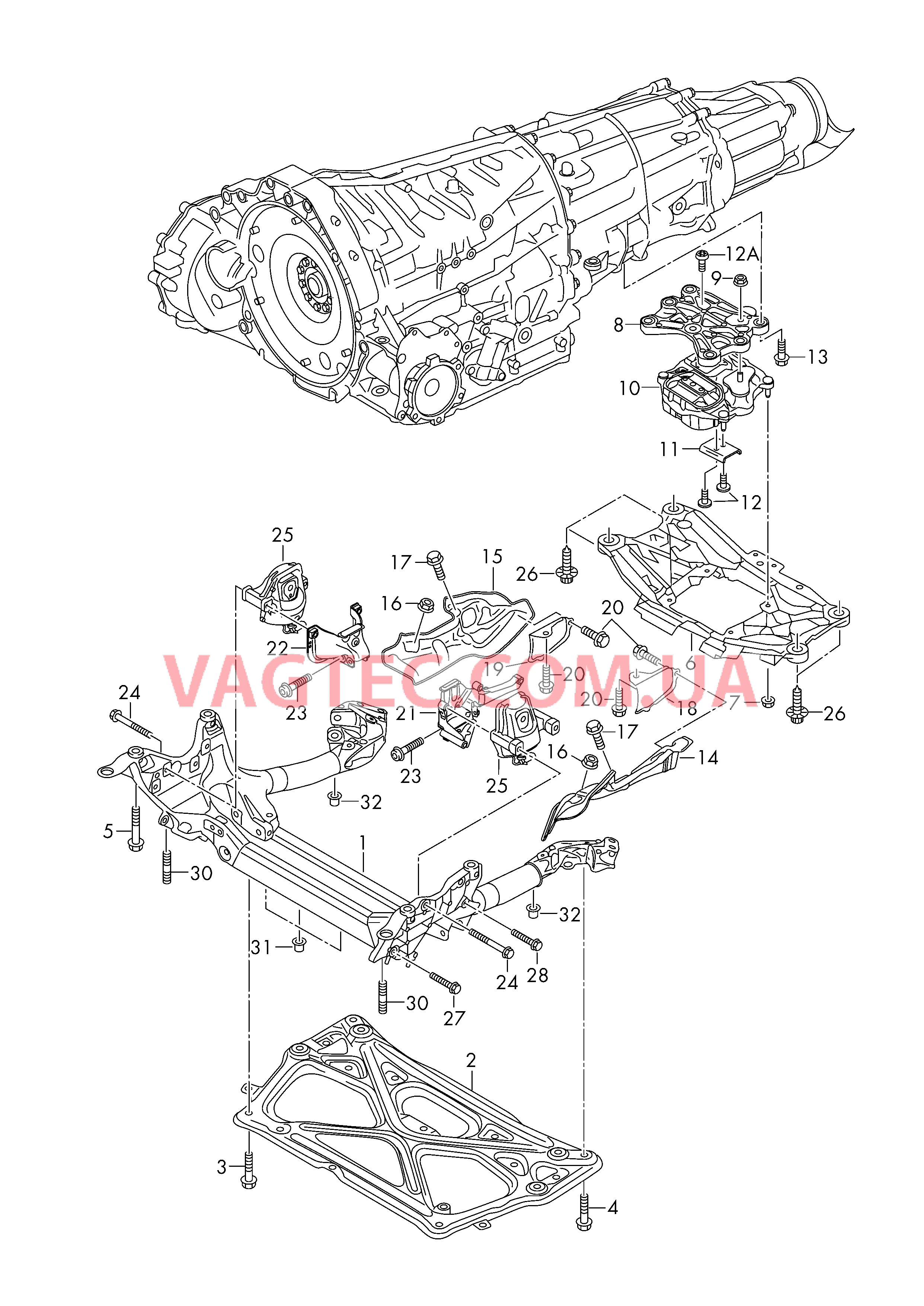 Подрамник Детали крепежные для КП для 7-ступ. КП DSG  для AUDI A6 2018