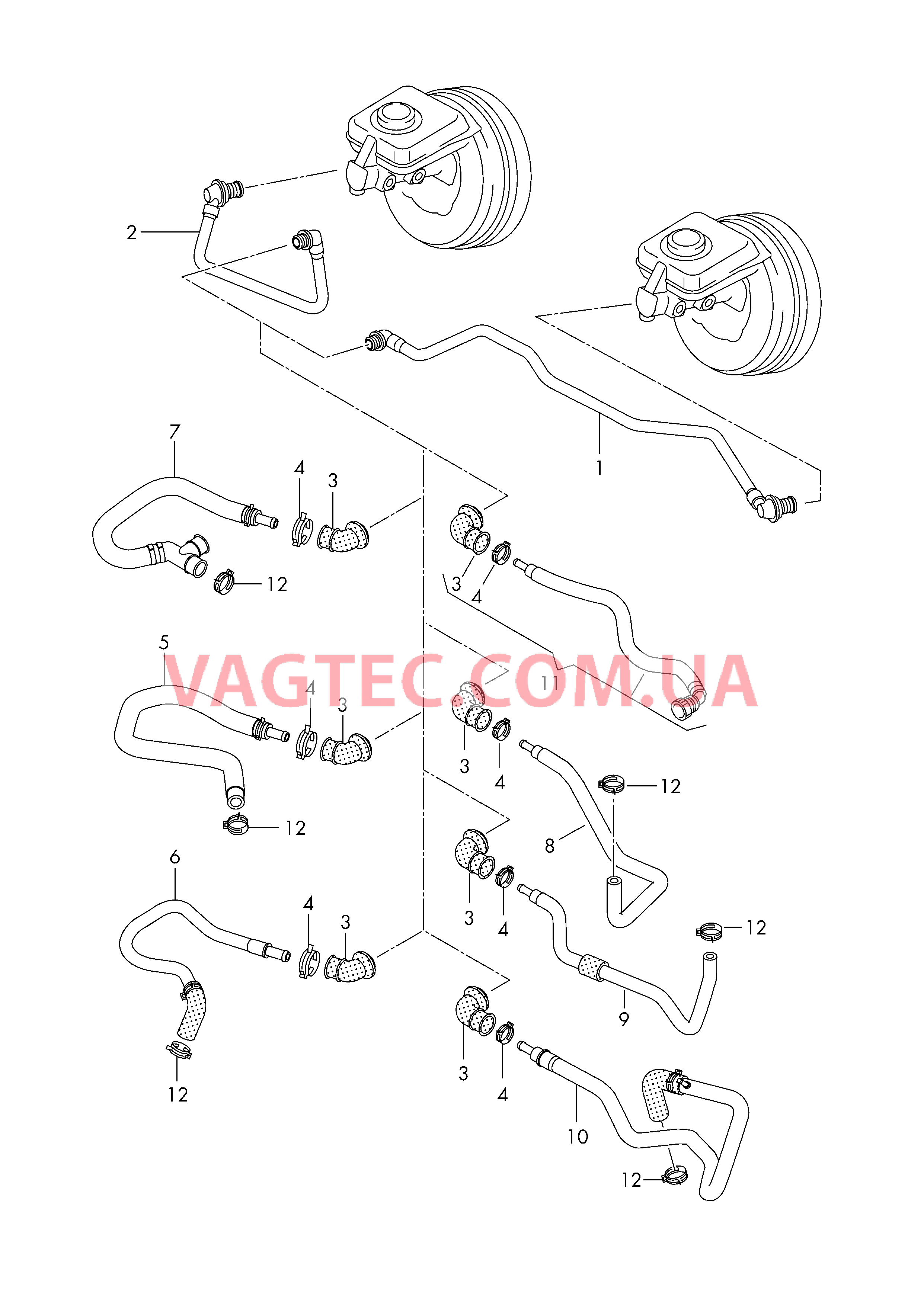Вакуумные шланги для усилителя тормозного привода  для AUDI A7 2012