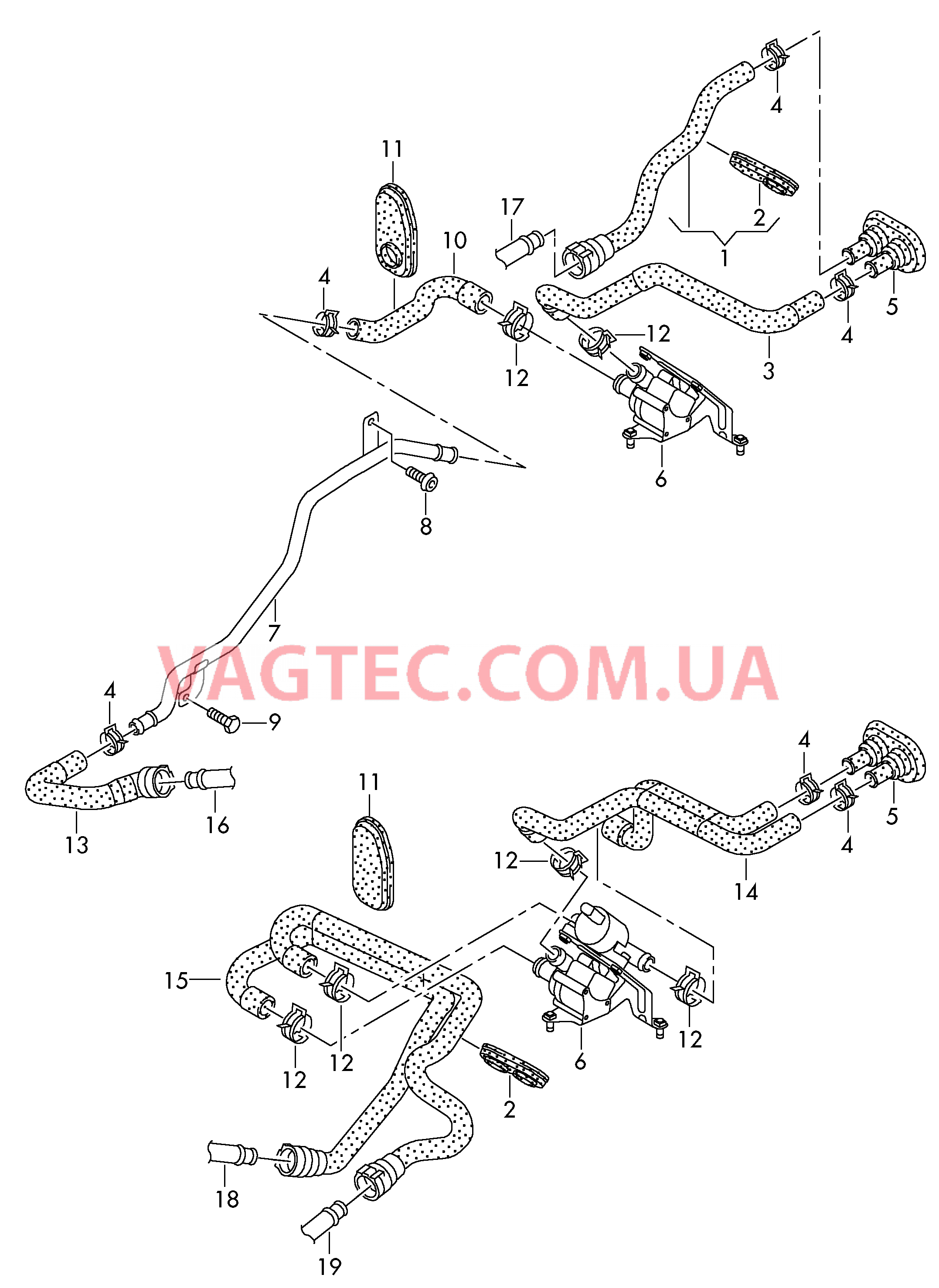 Шланги ОЖ отопителя  для AUDI A6 2012