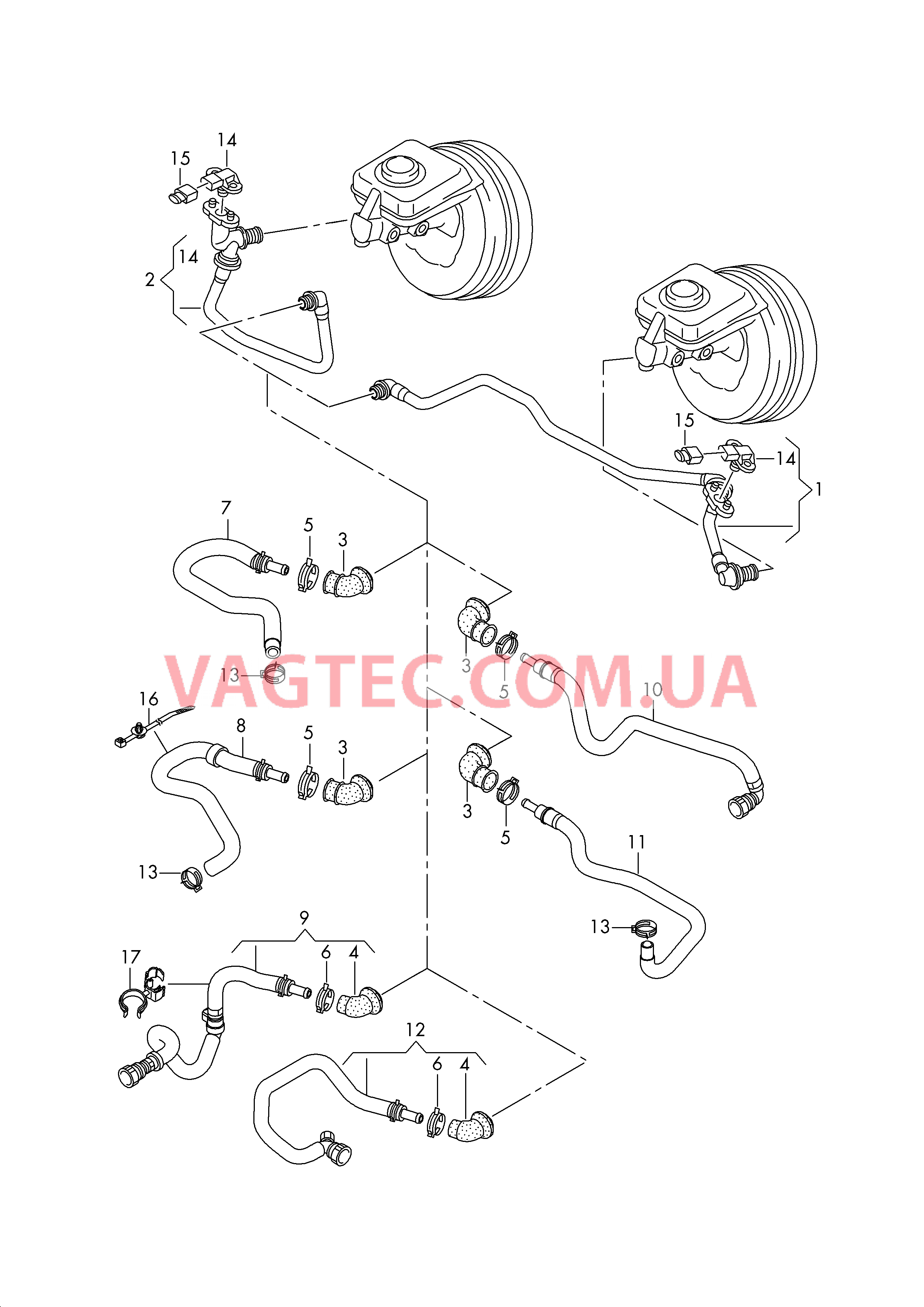Вакуумные шланги для усилителя тормозного привода  для AUDI A7 2017