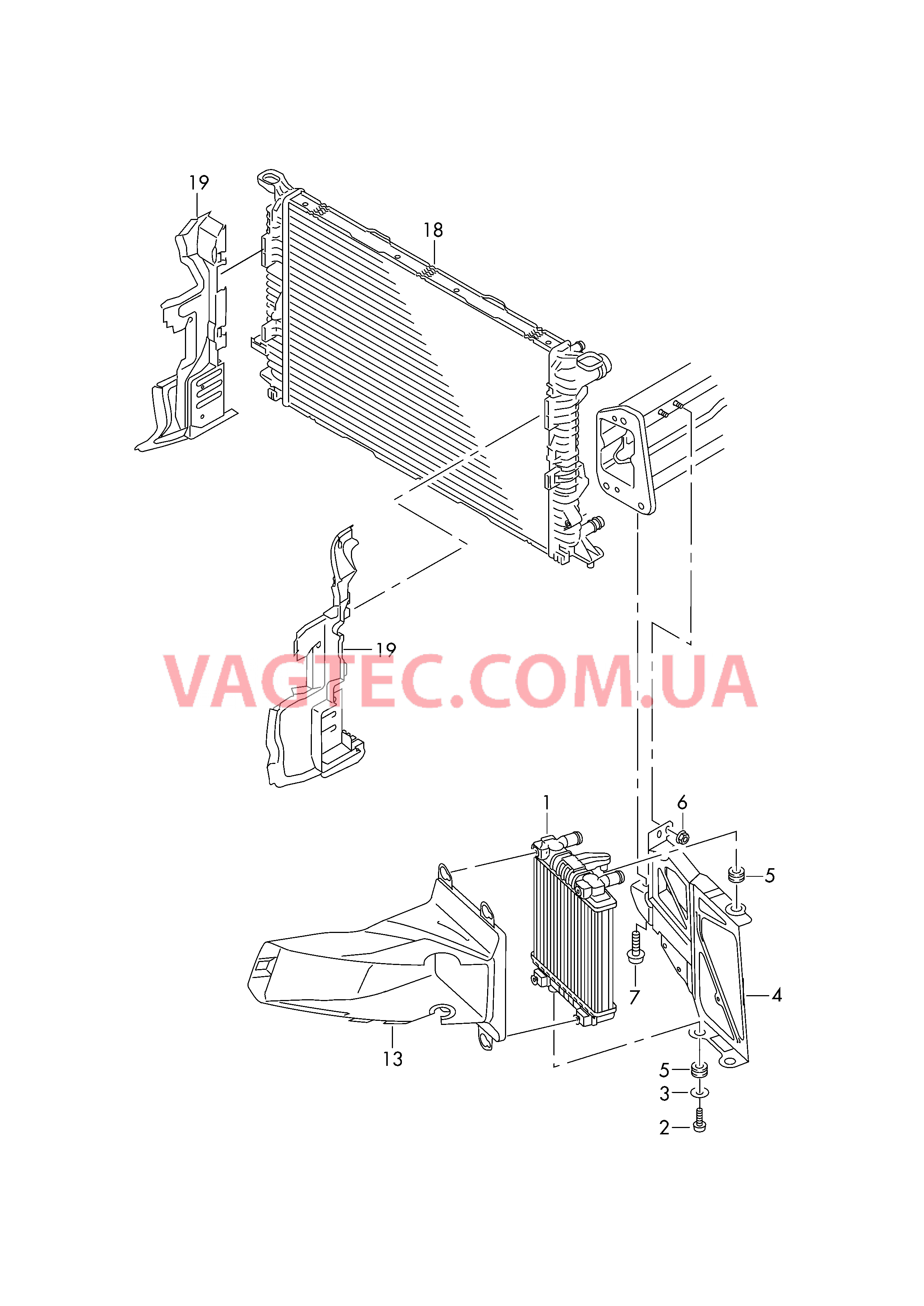 Дополнительный радиатор ОЖ Воздуховод  для AUDI A6Q 2017