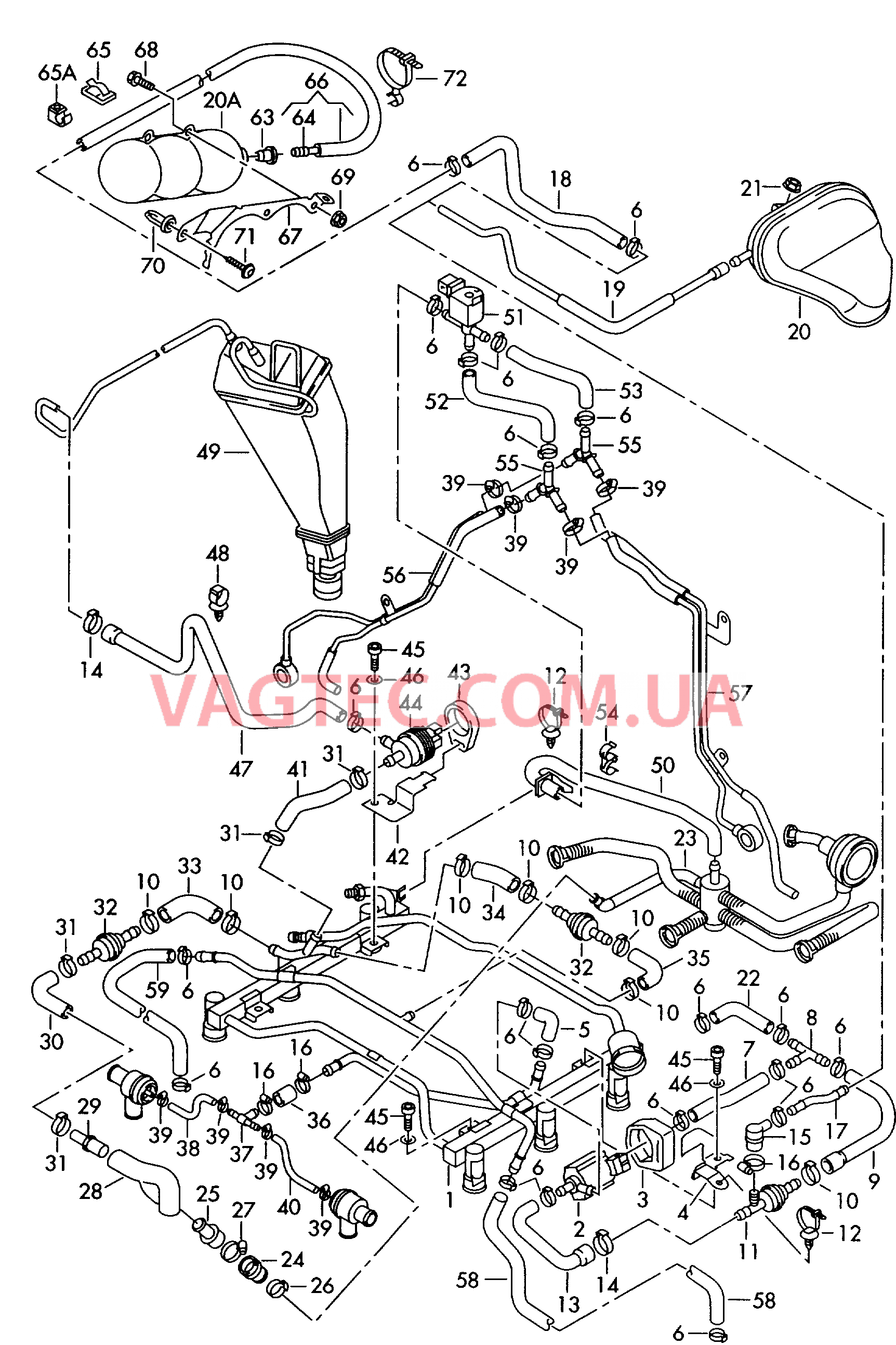 Вакуумная система Cистема улавл. паров топлива  для AUDI A4Q 2000