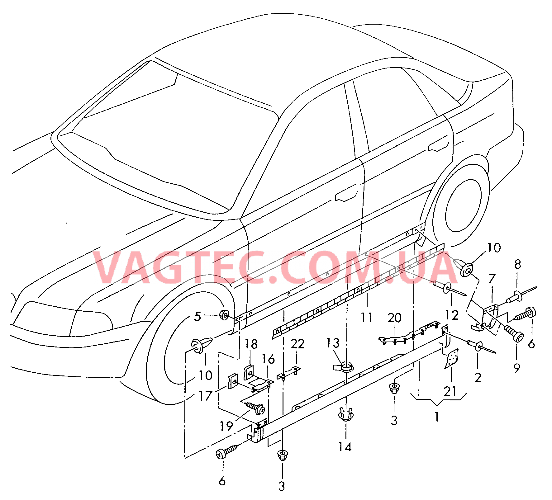 Облицовка порога  для AUDI A4Q 2000