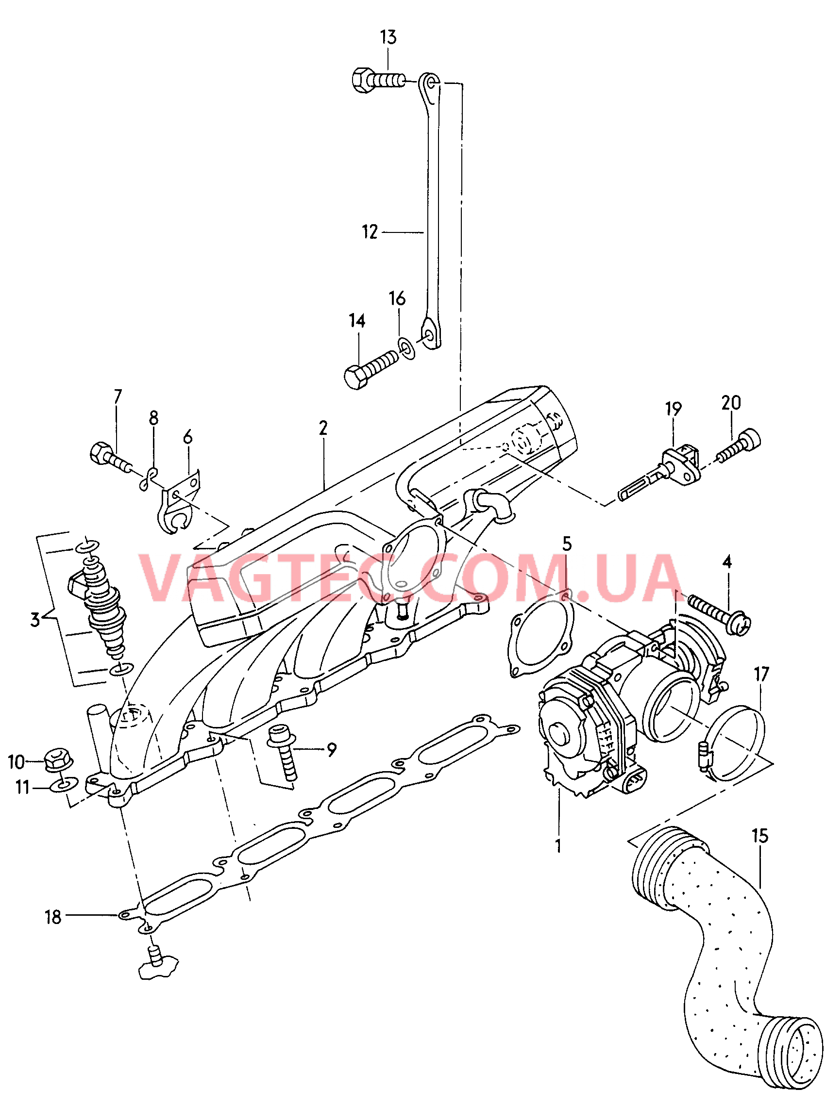 Патрубок впускного тракта Блок дроссельной заслонки  для AUDI A6Q 2000