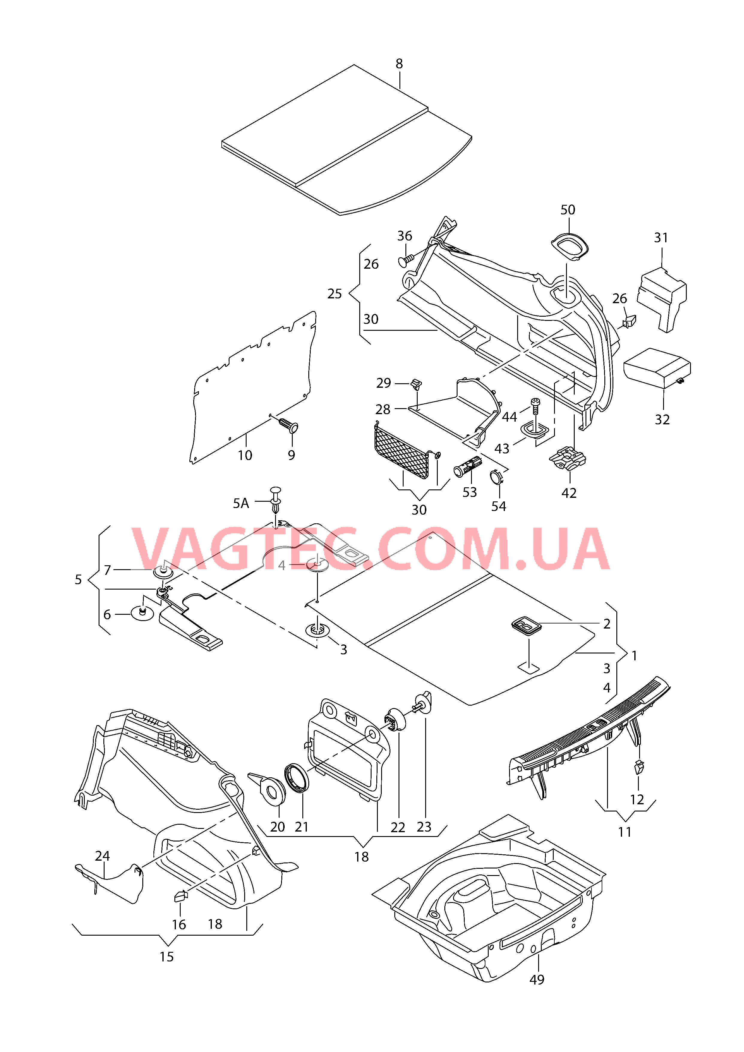 Коврик багажника Накладка для кронштейна замка Обивка багажного отсека  для AUDI A6 2017